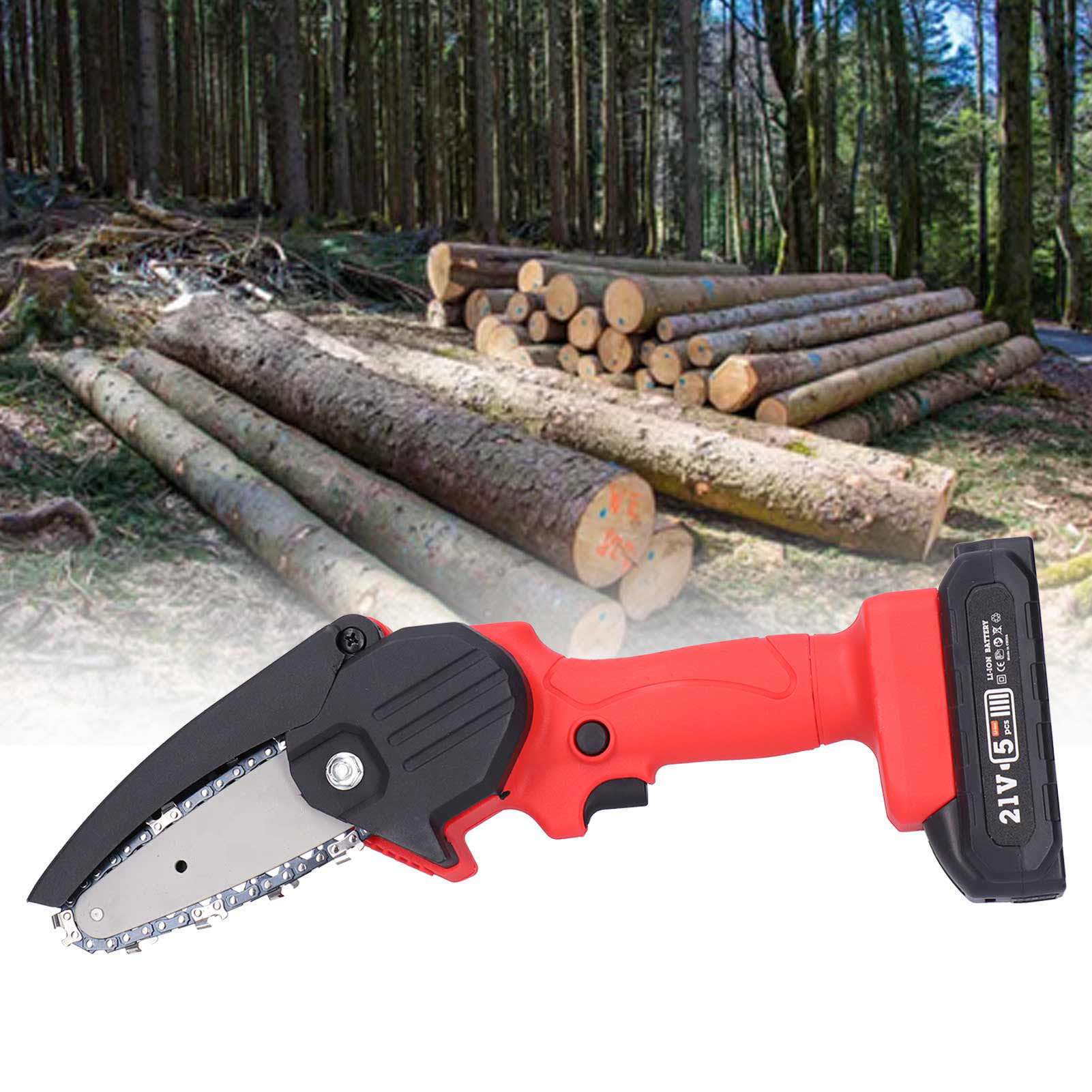 Zugelassene 5-zellen-21v-forstsäge Mit Lithium-akku Und Ladegerät, Geliefert In Einem Karton + Kunststoffbox, Europäischer Standard 220v Ac.