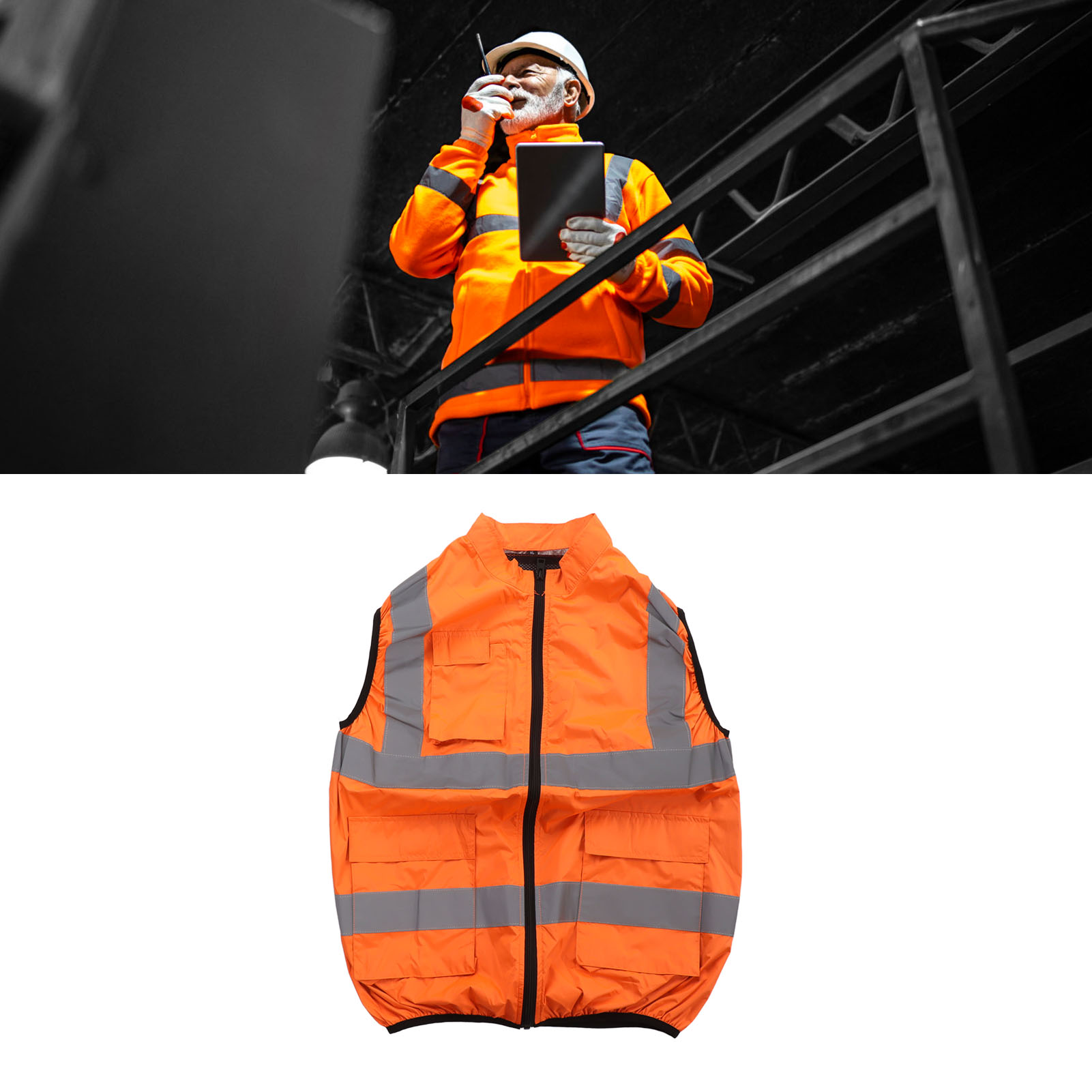 Kühlende Sommerweste Mit Reflektorstreifen, Klimatisiertes Kleidungsstück, Wiederaufladbare Weste, Kühlende Und Sonnenschützende Arbeitskleidung, Fluoreszierendes Orange Xl