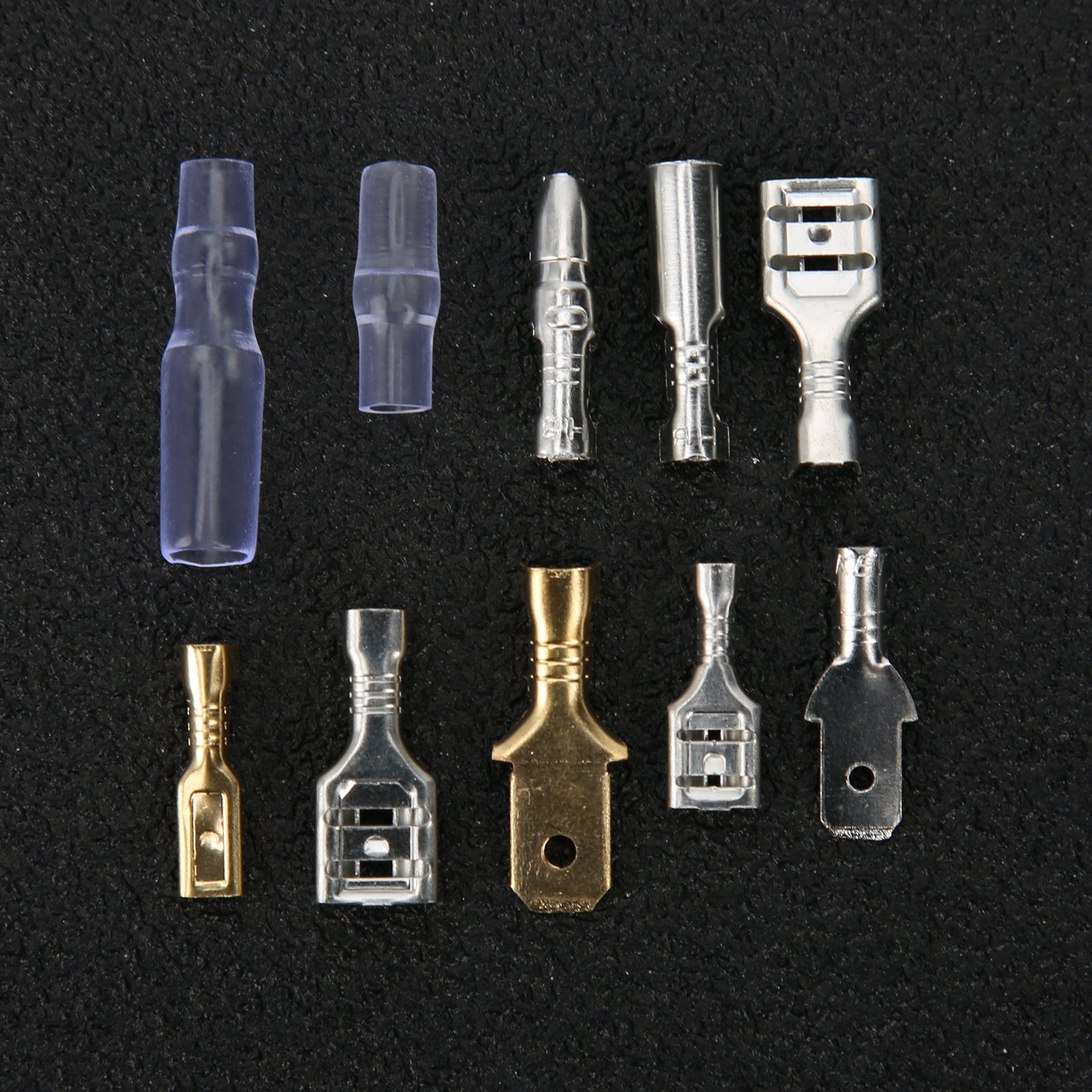 150 Kaltcrimp-kabelschuhe 2,8/4,8/6,3/4 Mm, Gold Und Silber, Zweifarbige Schachtel.