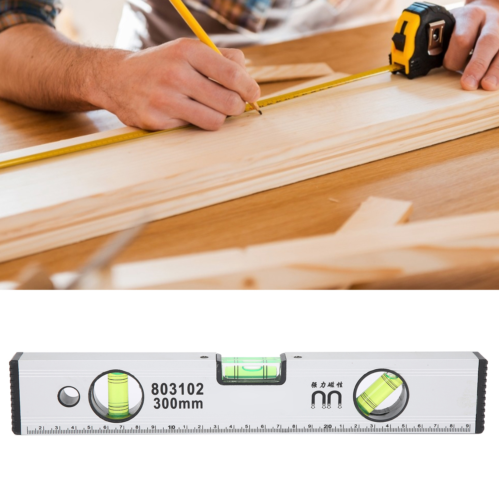 Multifunktionales Magnetlineal Aus Aluminiumlegierung Zum Messen Und Dekorieren, Klassisches Design, 300 Mm