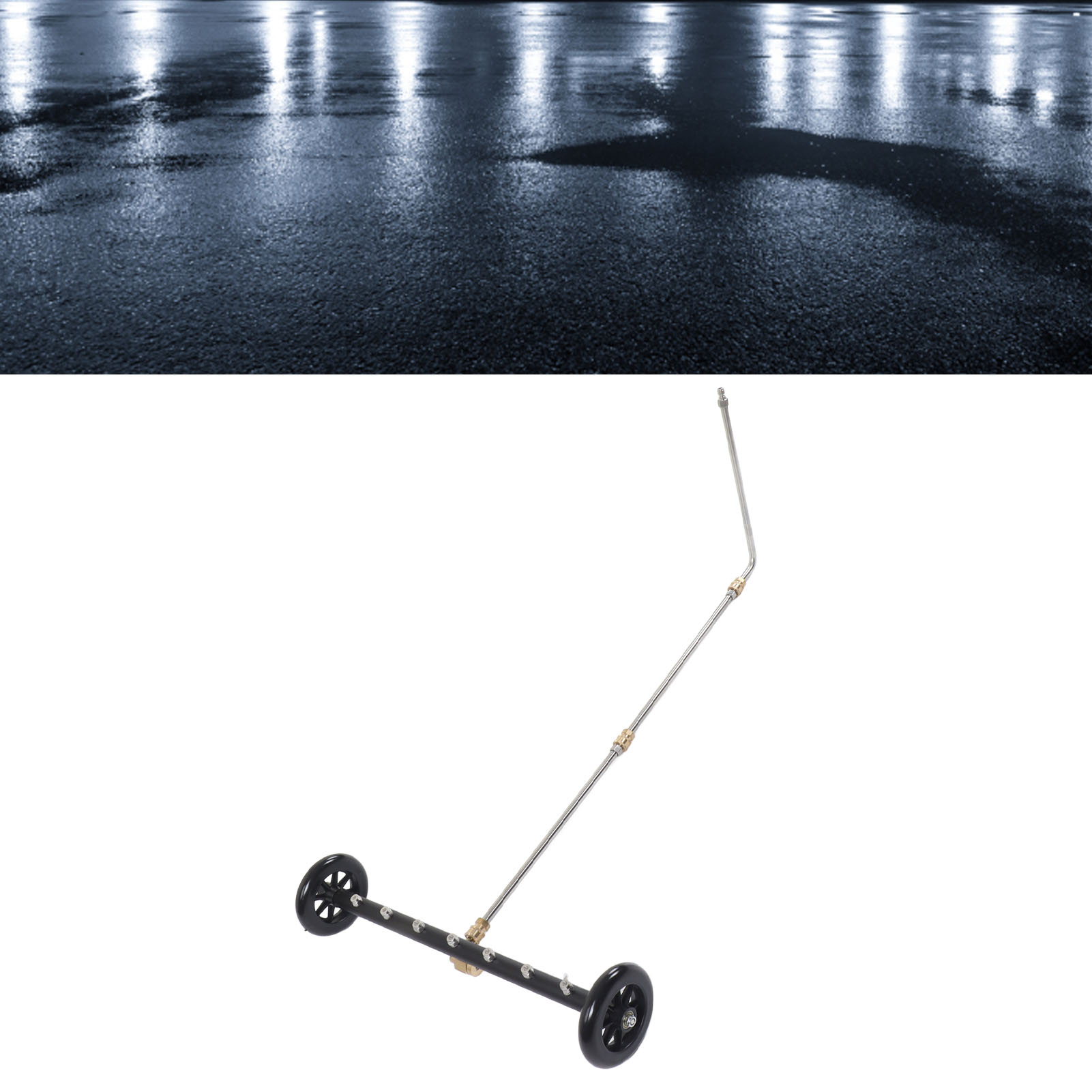 Hochdruck-wasserpistole, Flächenreiniger Mit Doppelfunktion, Chassisbürste, Bodenschrubber, Wassermopp, 7-loch-reiniger (4000 Psi) + 3 Verlängerungsstangen