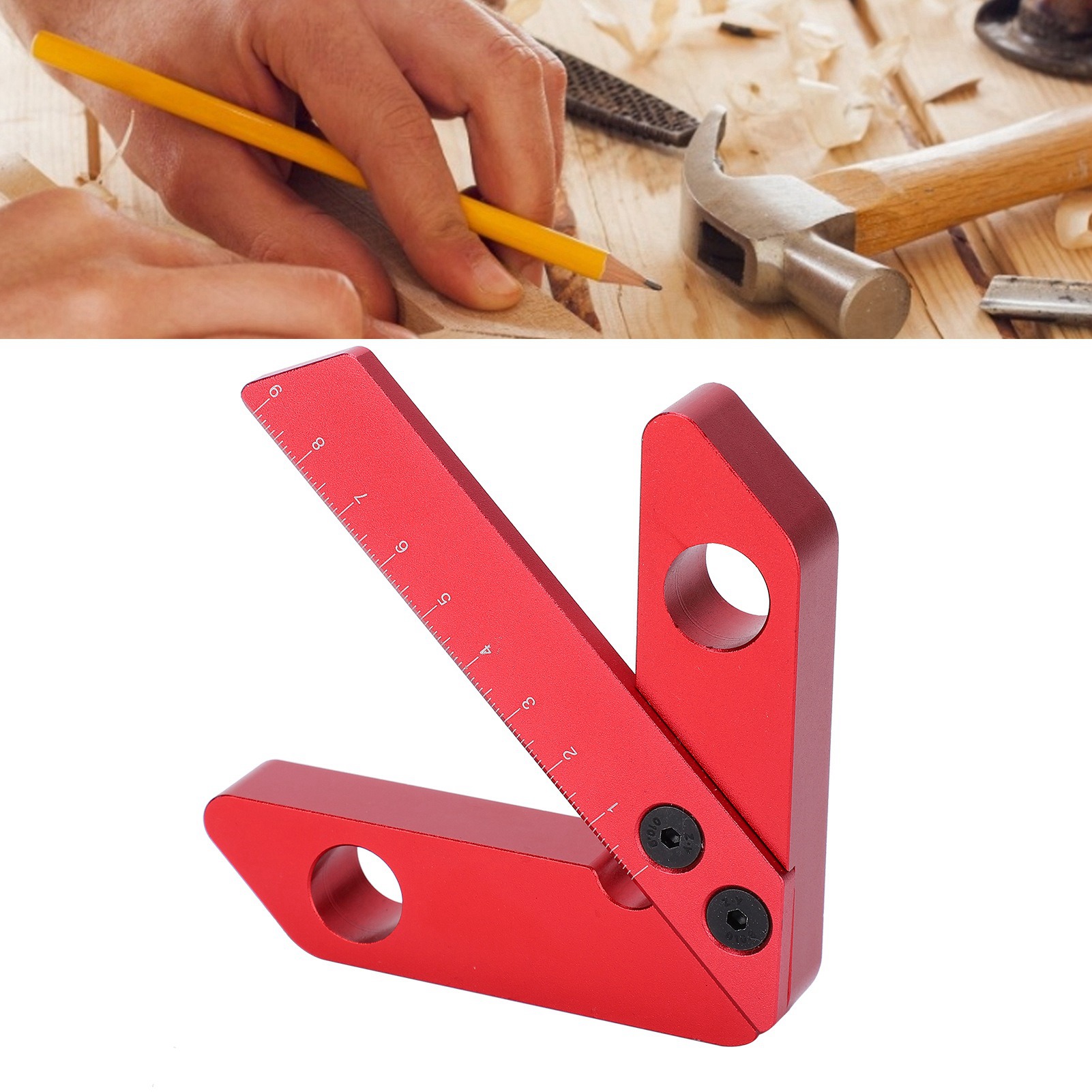 Zentrierwerkzeug Für Die Holzbearbeitung, Quadratisches Zentrierwerkzeug, Rechtwinkliger Markierungsmesser 45 Grad/90 Grad, 90 Mm.