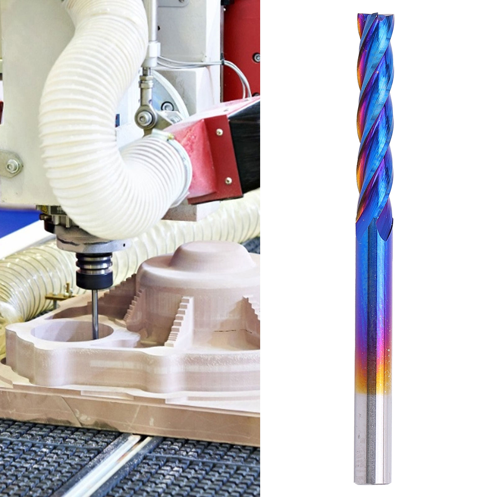 4-schneidiger Flachfräser, Wolframstahl, Blau Beschichteter Cnc-fräser, 3,1753,17517 Mm.