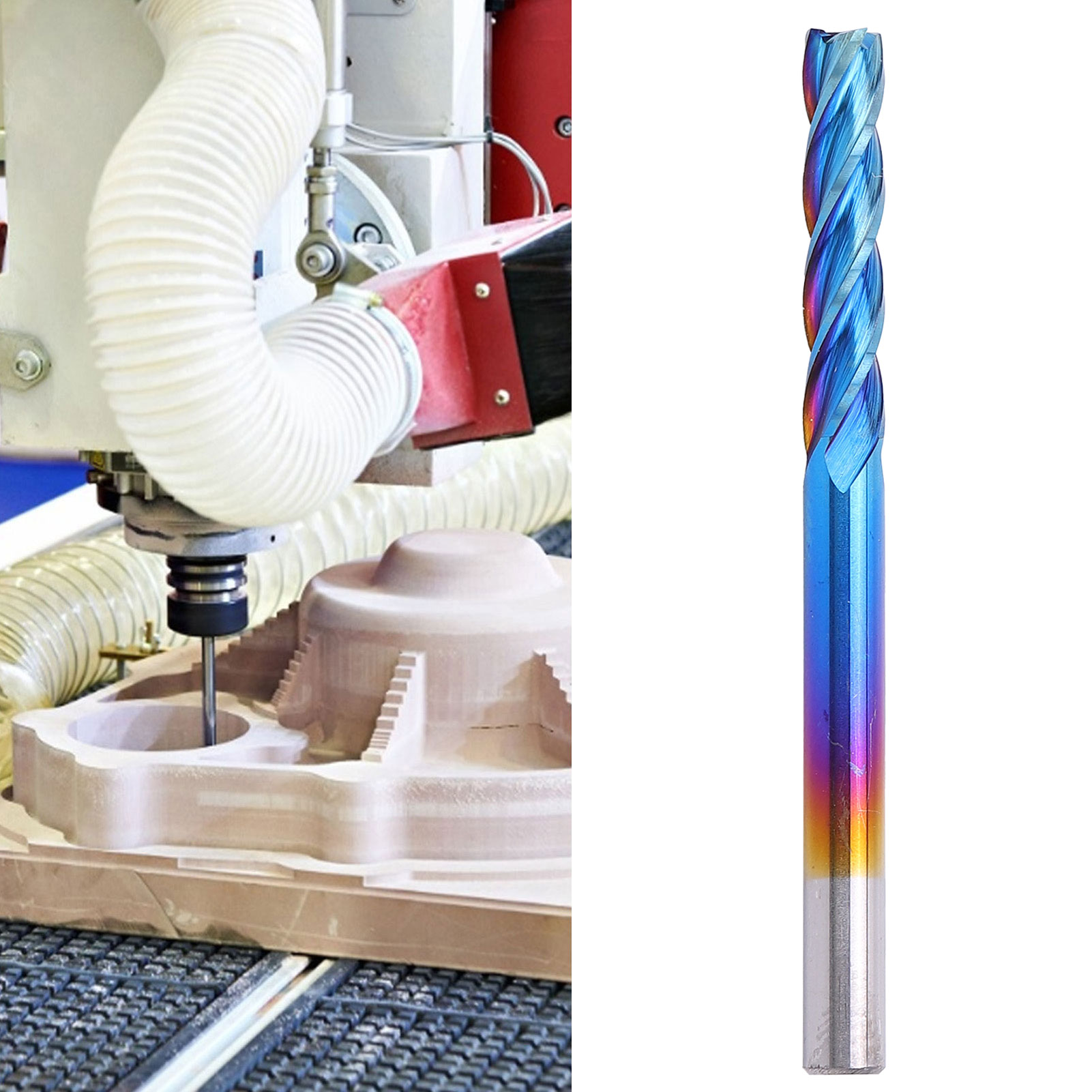 4-schneidiger Flachfräser, Wolframstahl, Blau Beschichteter Cnc-fräser, 3,1753,17515 Mm.
