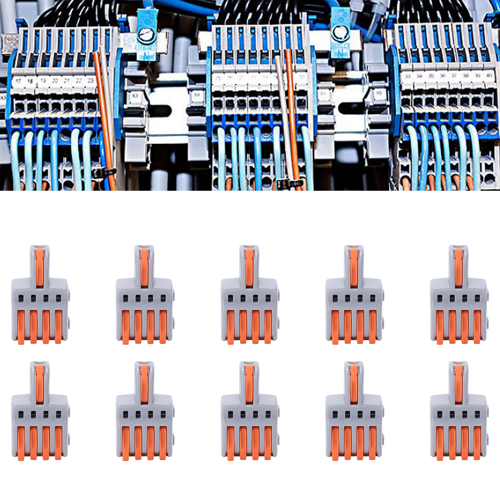 Packung Mit 20 T-förmigen Schnellanschlussklemmen, Druckknopf-splitterverbindern, 1-in-4-out-parallelverbindern, Grau Spl-f14a, Orange