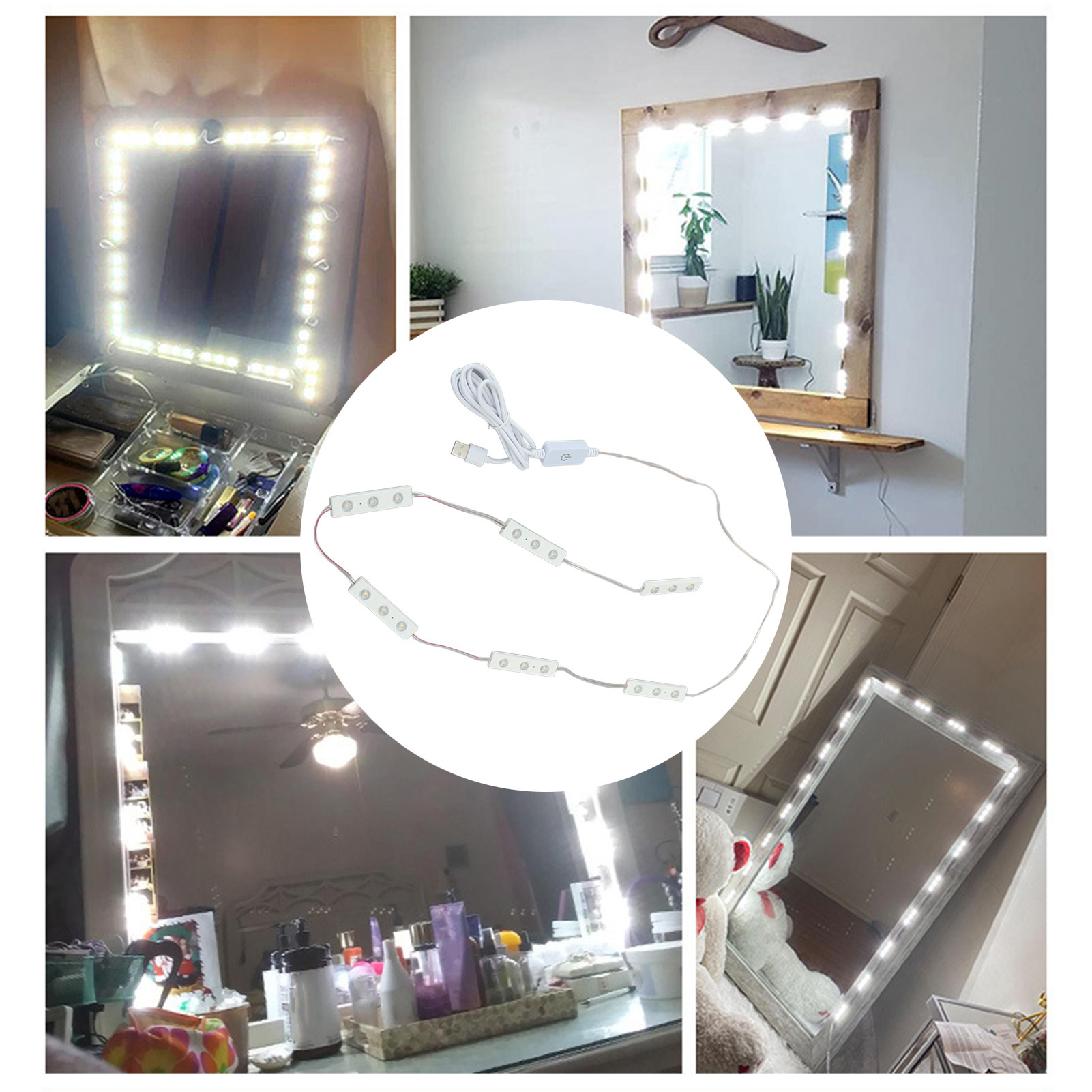 Led-beleuchteter Kosmetikspiegel, Dimmbare Usb-touch-frontleuchte, Zusatzbeleuchtung Für Make-up Und Schönheitsbehandlungen.
