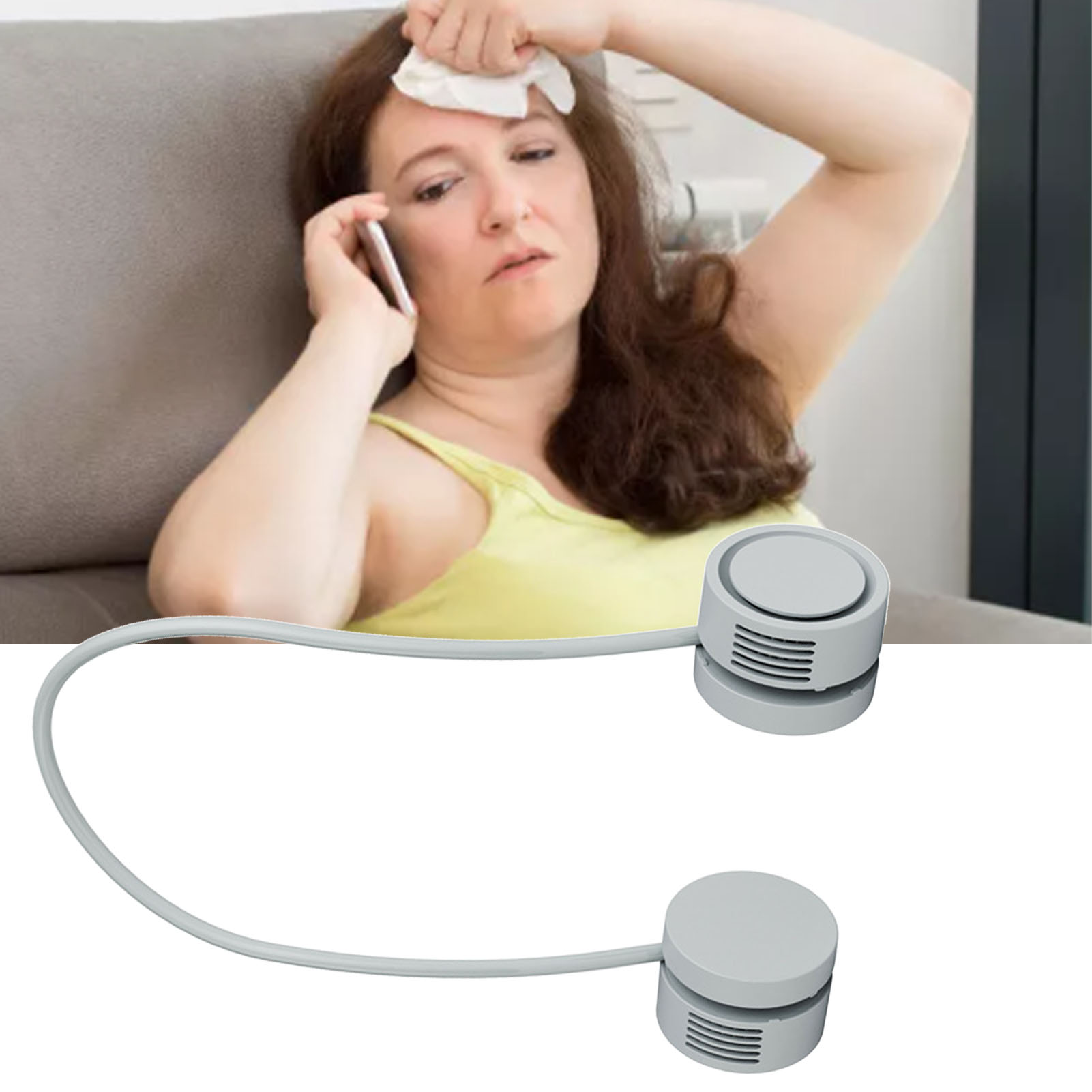 Mini-nackenventilator, Tragbar, Leicht Zu Verstauen, Usb-aufladbar, Ohne Rotorblätter, Gletschergrün, Kompatibel Mit Ätherischen Ölen Für Die Aromatherapie.