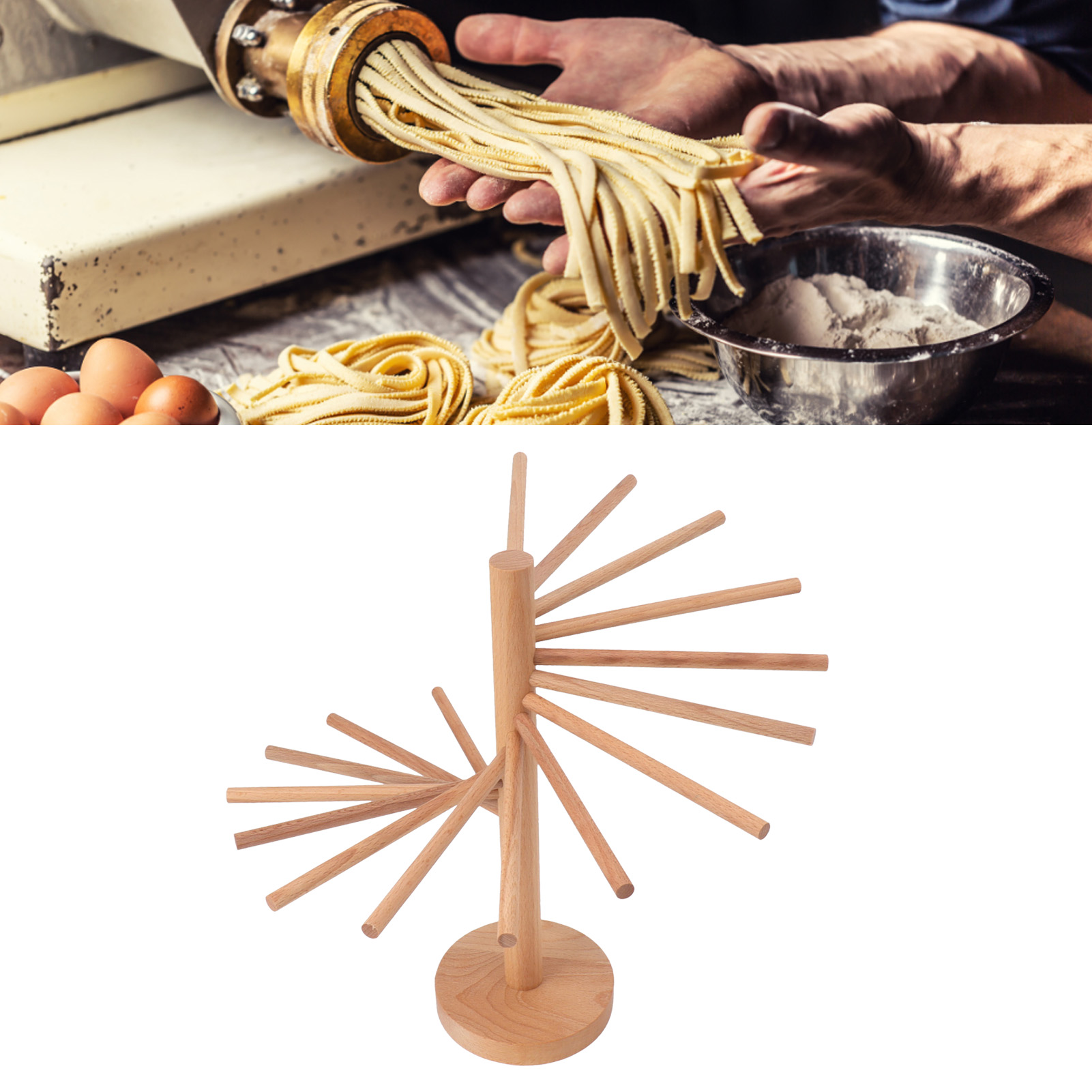 Faltbarer Nudelabtropfkorb Aus Holz Zum Trocknen Von Frischen Nudeln Und Pasta