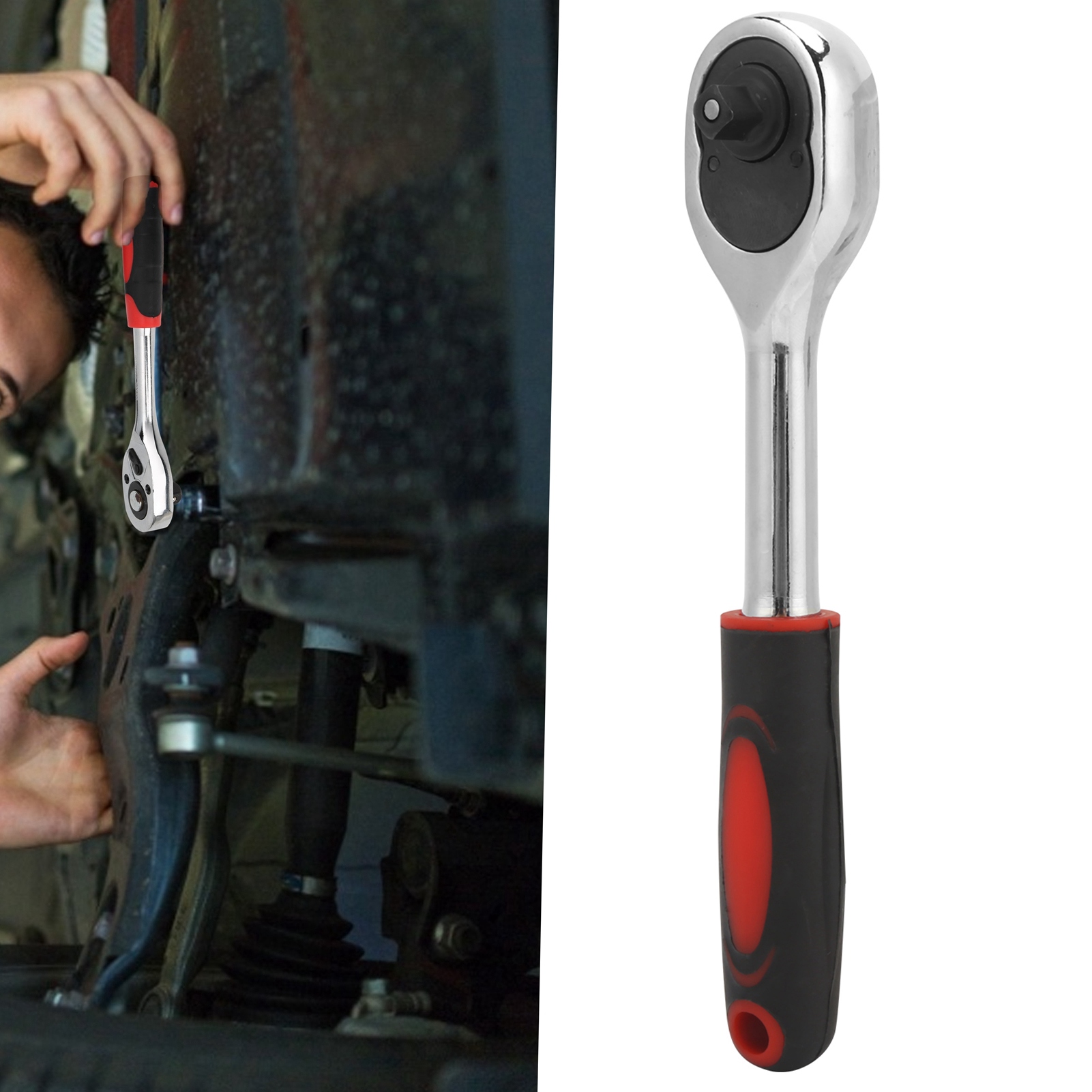 24-zahnige, Rot-schwarze Ratschenschlüssel, 1/4"-multifunktions-steckschlüssel.