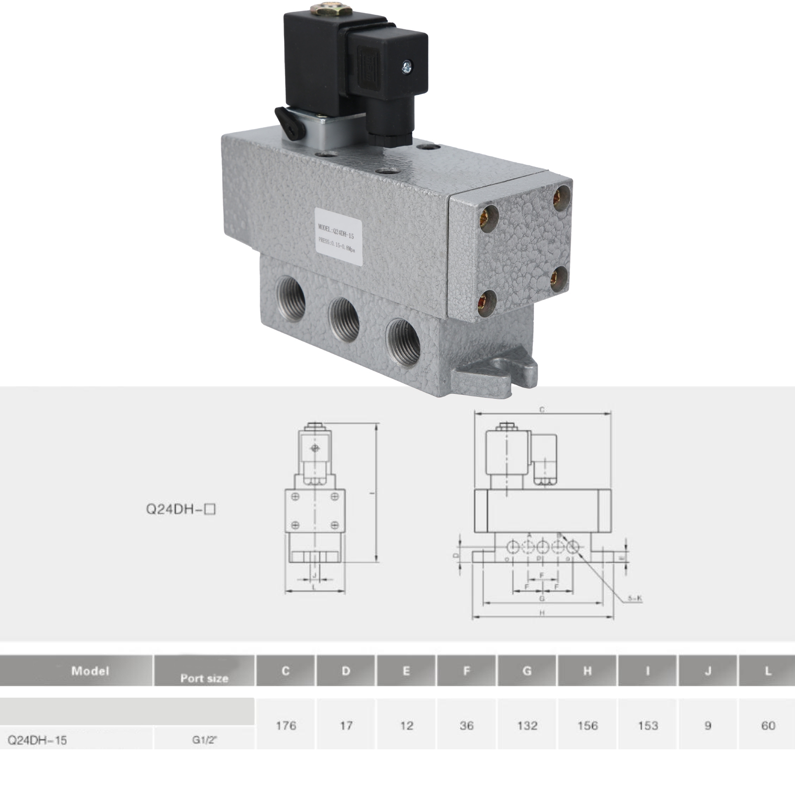 4-wege-magnetventil Mit Zwei Positionen, Elektrisch Betätigter Verteiler G1/2" Q24dh-15dc12v