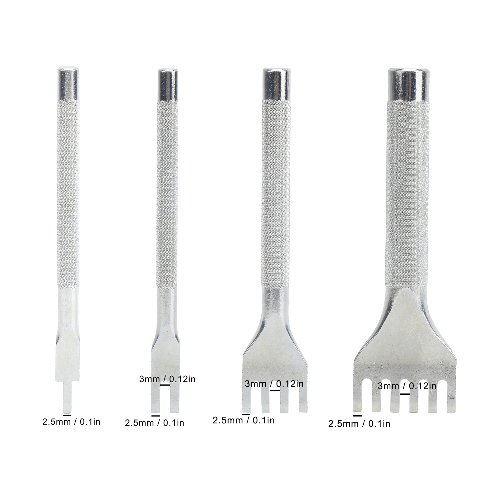 Flache Ahle Aus Edelstahl Für Die Herstellung Von Blumen, Das Flechten Von Lederkordeln Und Andere Lederarbeiten. Set Mit 1+2+4+6 Zähnen.