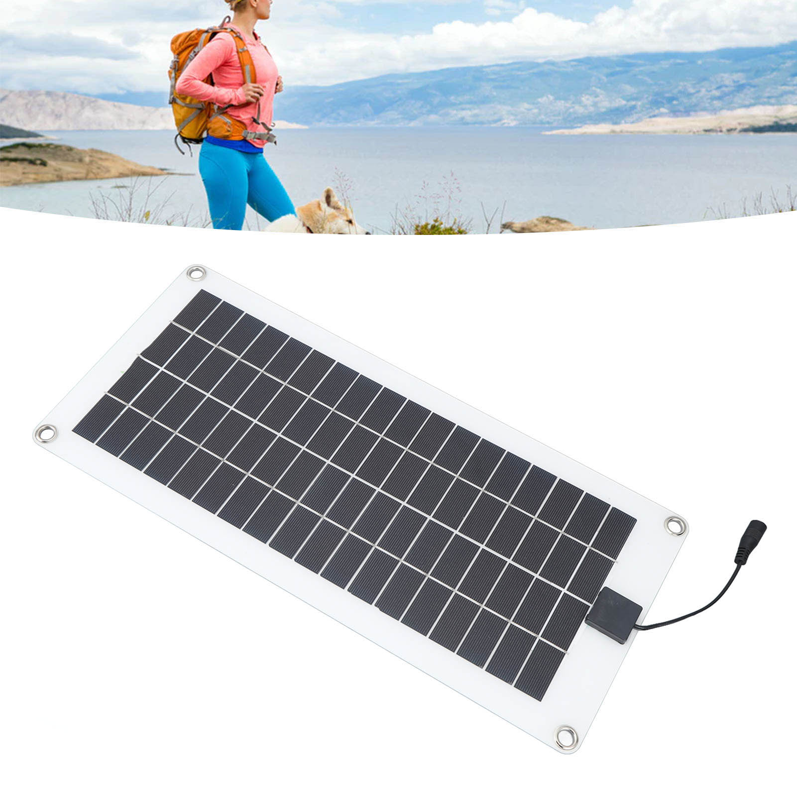 Polykristallines Solarpanel 43,5 X 20 Cm 30 W 12 V Mit Batterieclip Und Zigarettenanzünder, Wasserdicht.