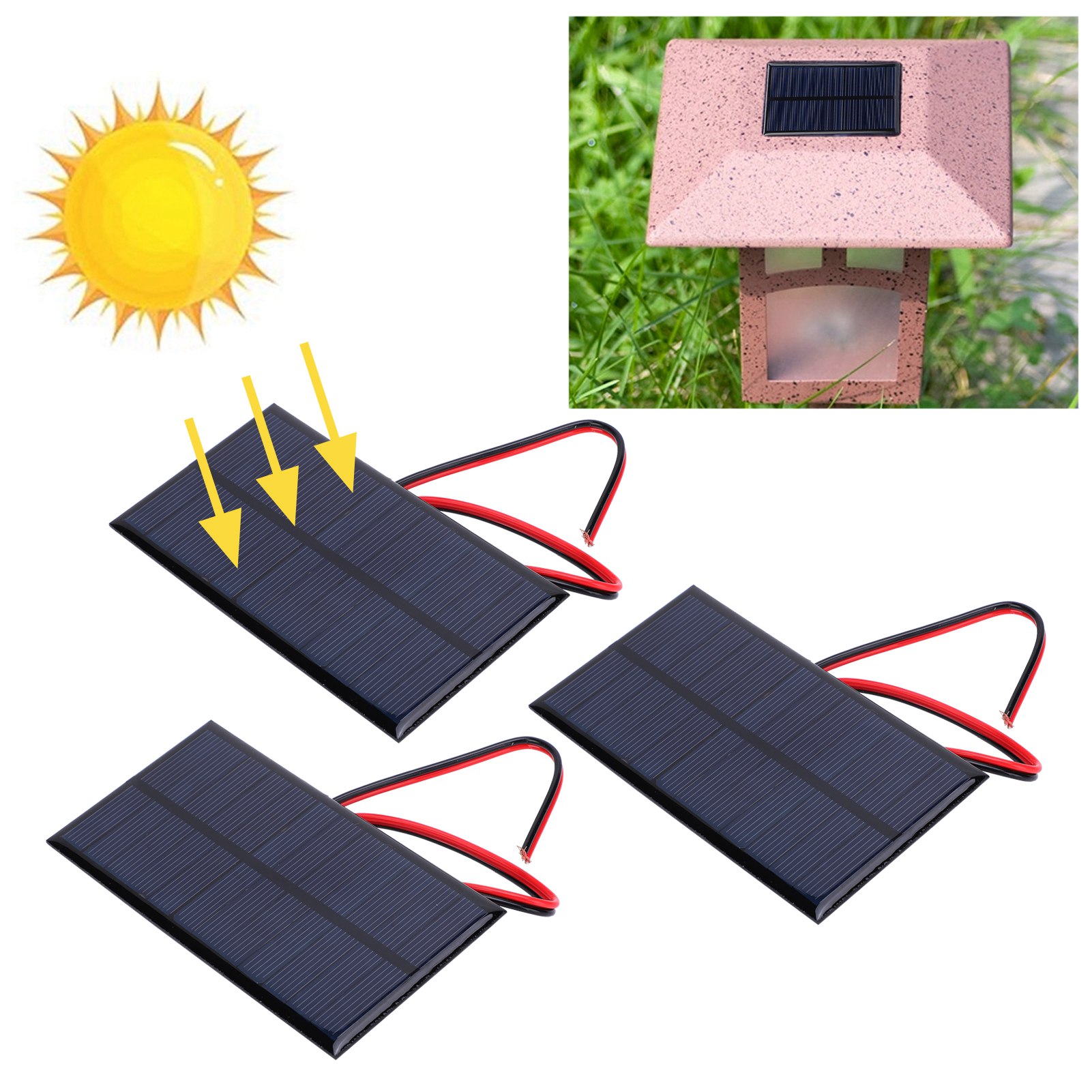 6v Dc 1w Epoxidharz-solarpanel + 30cm Rotes Und Schwarzes Kabel