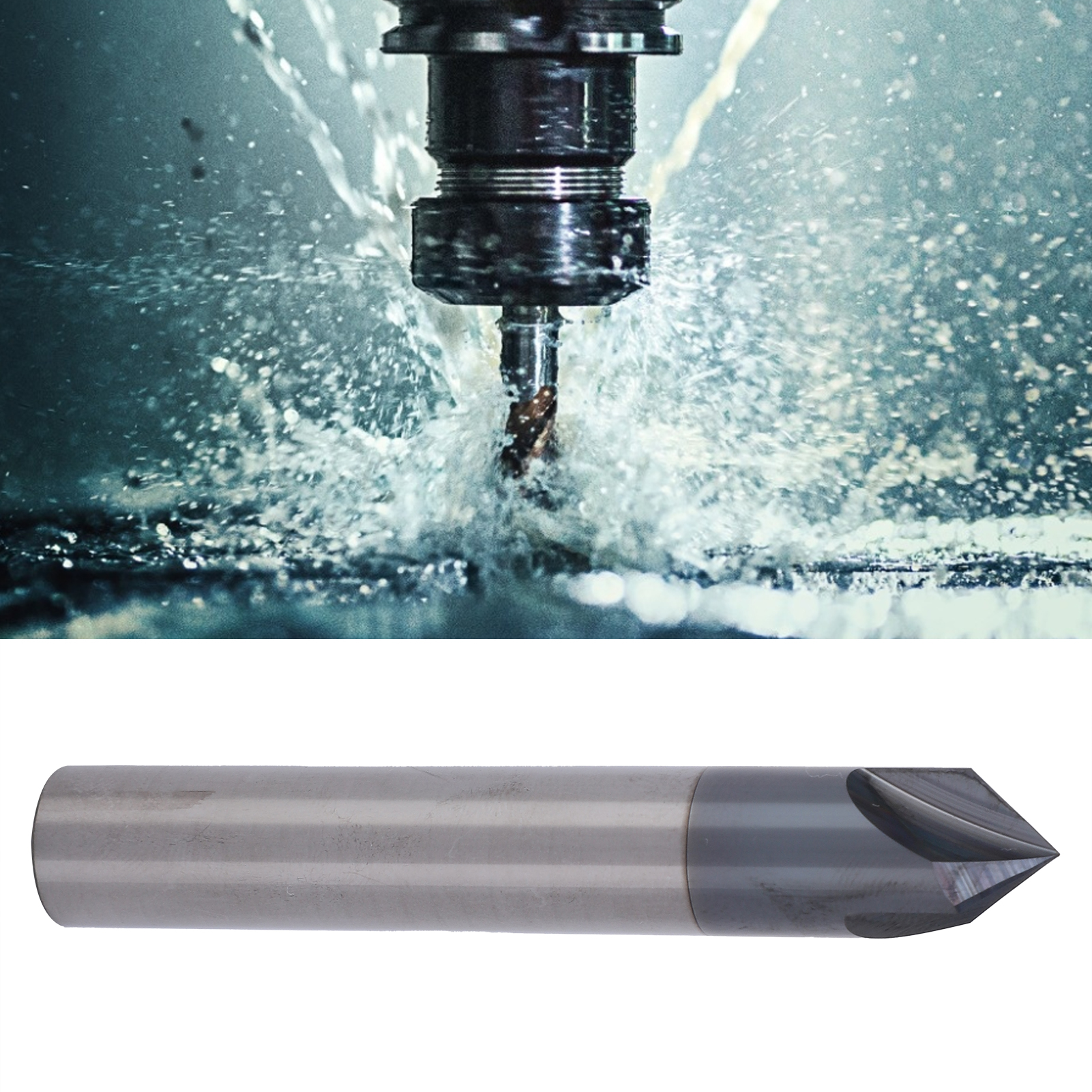3-schneidiger Fasenfräser, 90°-cnc-fräsbohrer, D1290°75l