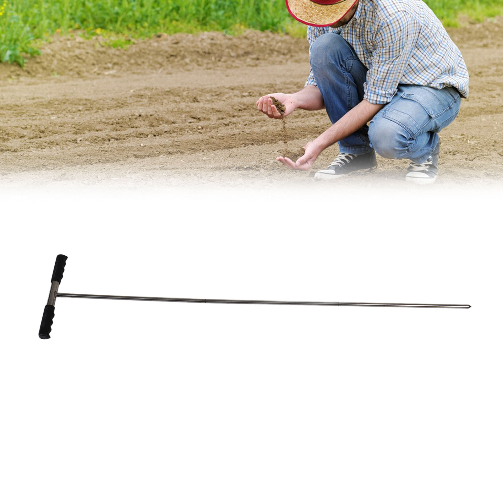 Bodensonde Aus Edelstahl, Metallbodensonde, Verstellbarer T-griff, Erdungsstab, Bodendetektor