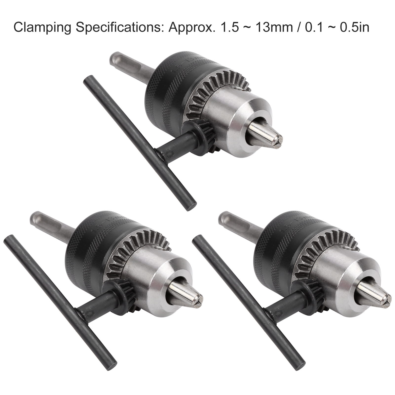 Drei Sets Bohrfutter Werden Zusammen Verkauft: 1/2"-20unf Bohrfutter Mit 1,5-13 Mm Schlagbohrverlängerung Und Futterschlüssel.