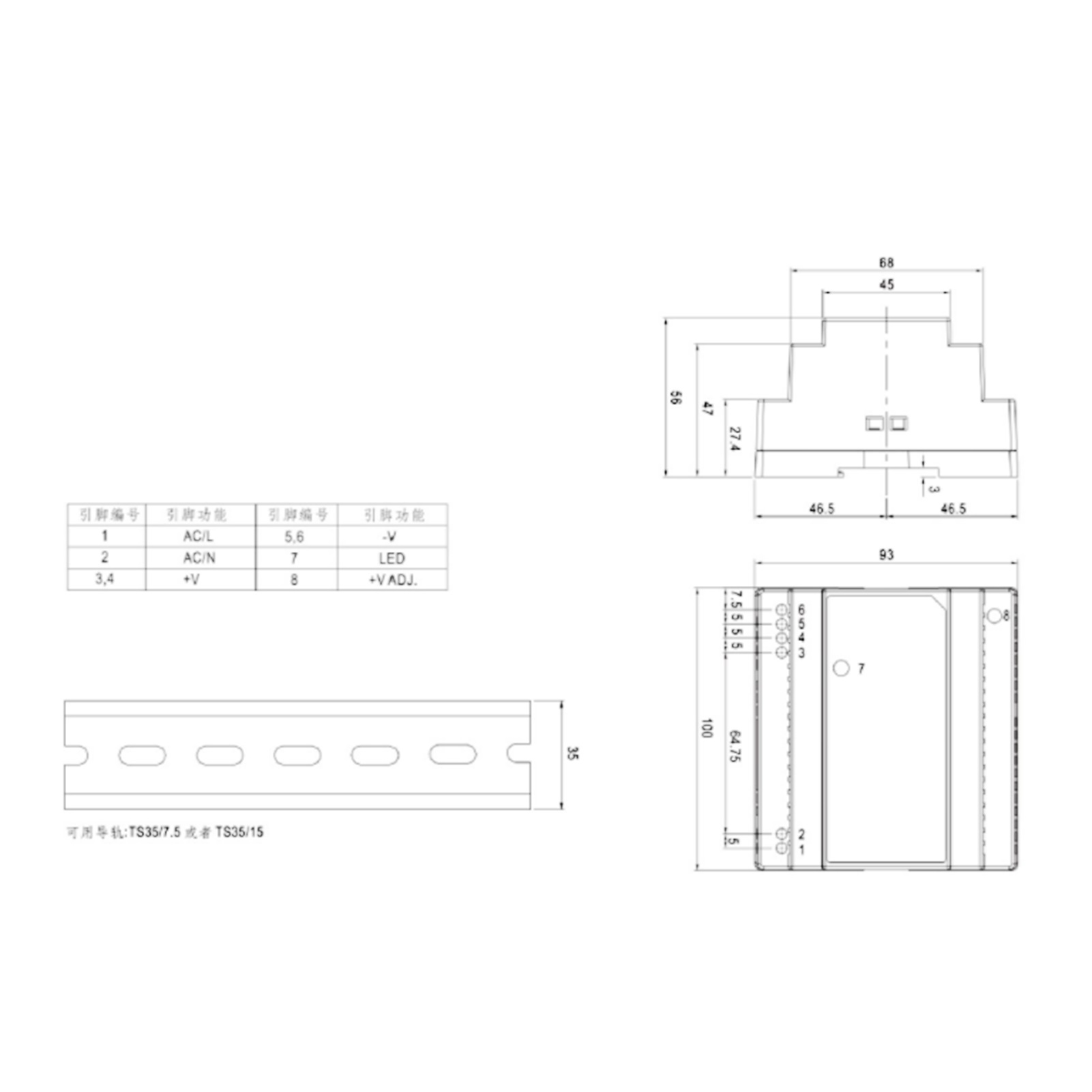 Geregelte Und Einstellbare Led-netzteile Der Serie Dr-100, Din-schienen-schaltnetzteile Der Serie Dr-100-24