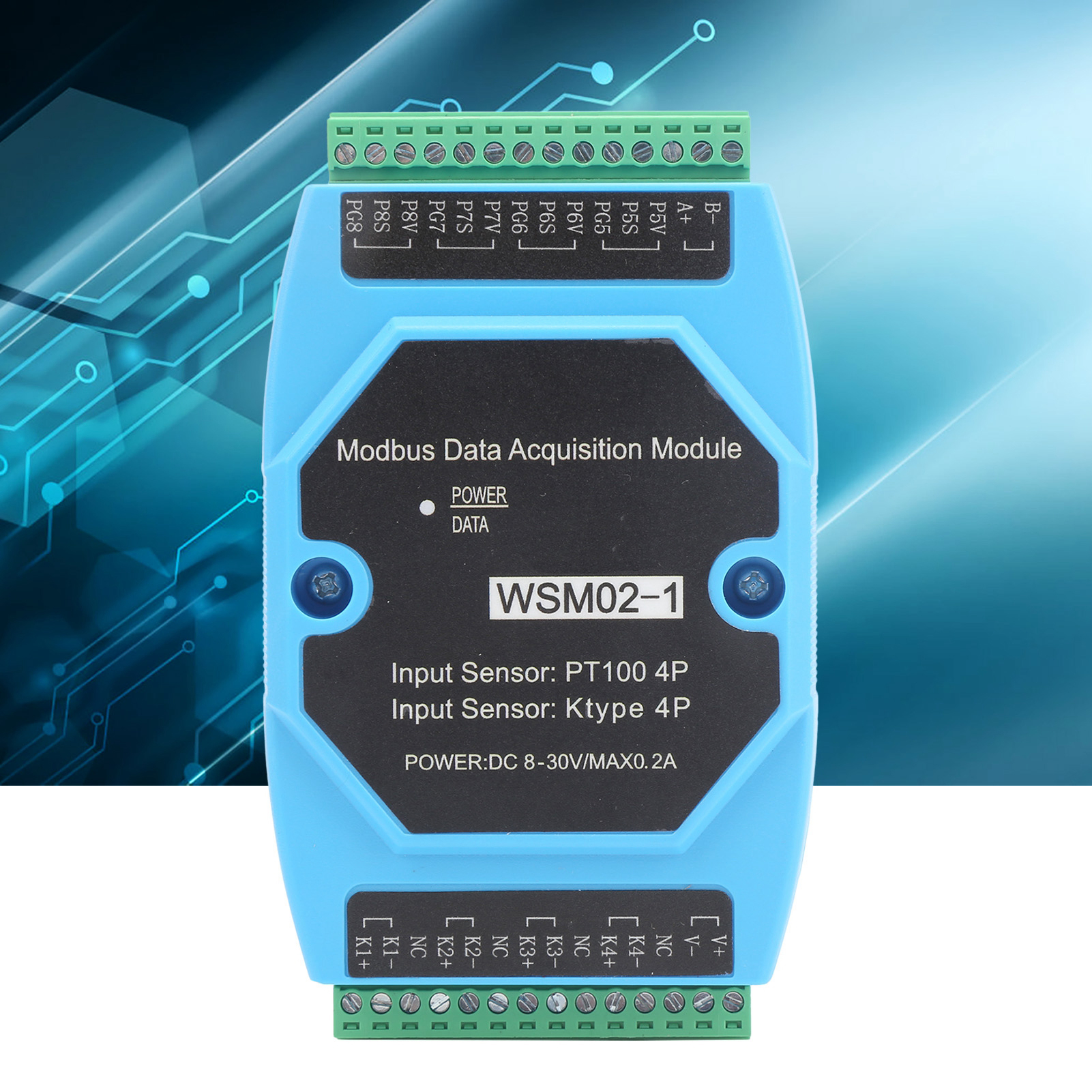 Pt100 Temperaturerfassungsmodul, Typ K, Wsm02-1modbus 1818300