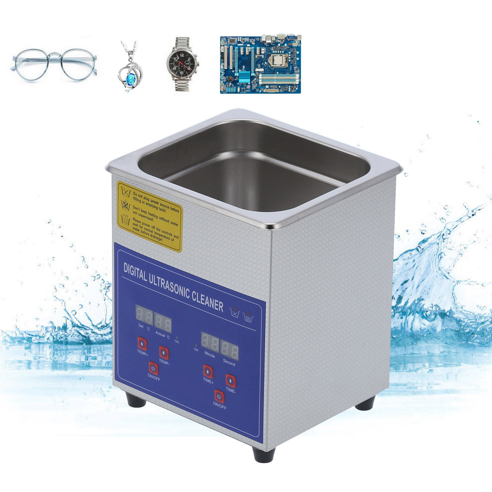 Mh-010s 2l Ultraschallreiniger, 40 Khz, Edelstahl, Mit Heizfunktion Und Timer, Digitalanzeige, Europäischer Standard Ac 200-240 V.