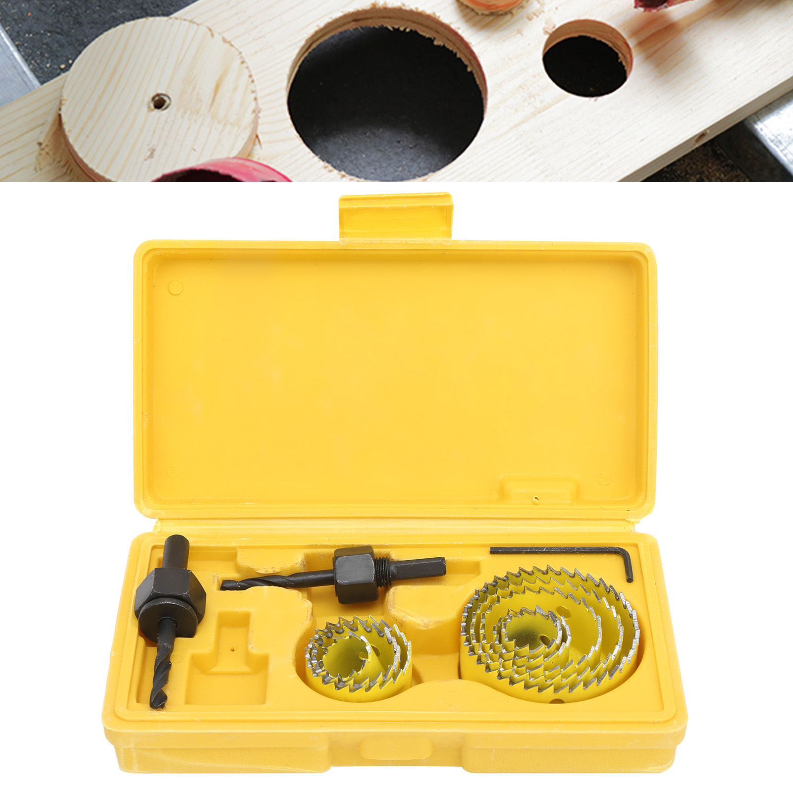 Hochwertiges Lochsägen-set Für Die Holzbearbeitung (11-teilig, Gelb) 19 Mm 22 Mm 28 Mm 32 Mm 38 Mm 44 Mm 54 Mm 64 Mm