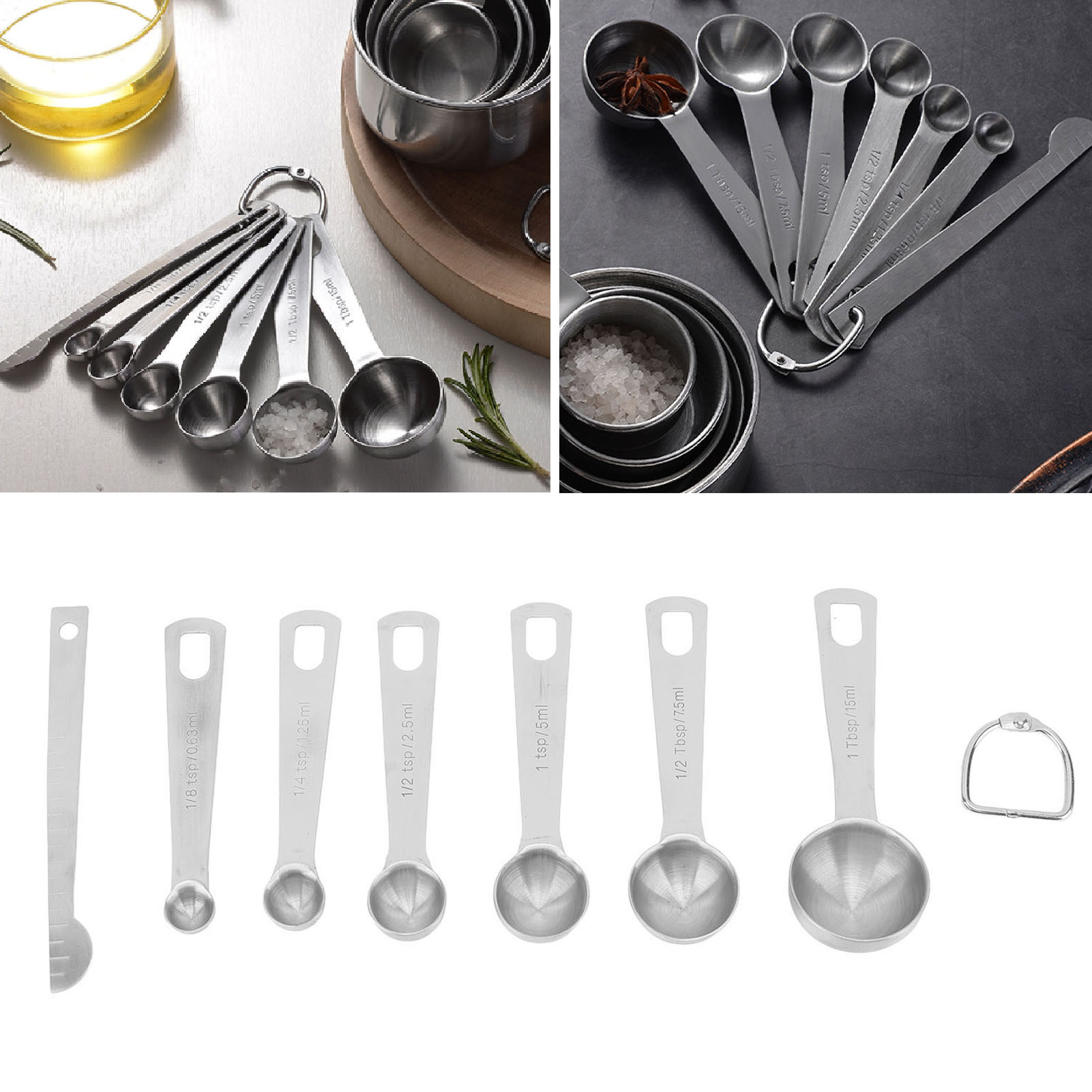 Set Aus Messlöffeln Aus Edelstahl, Backmesswerkzeug-set, Küchenutensilien Mit Skala