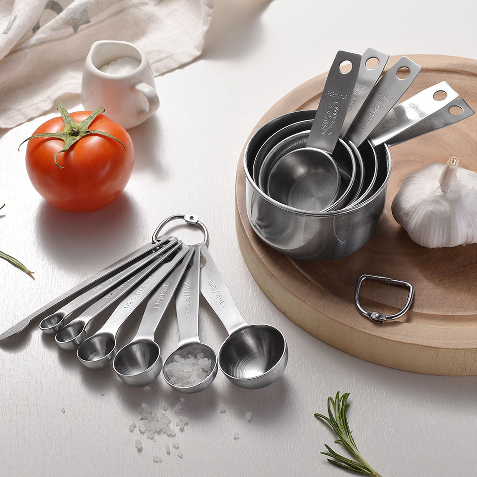 Messbecher- Und Messlöffelset Aus Edelstahl, Präzises Messwerkzeug Zum Backen, Messlöffel Mit Zolleinteilung, Küchenutensilien