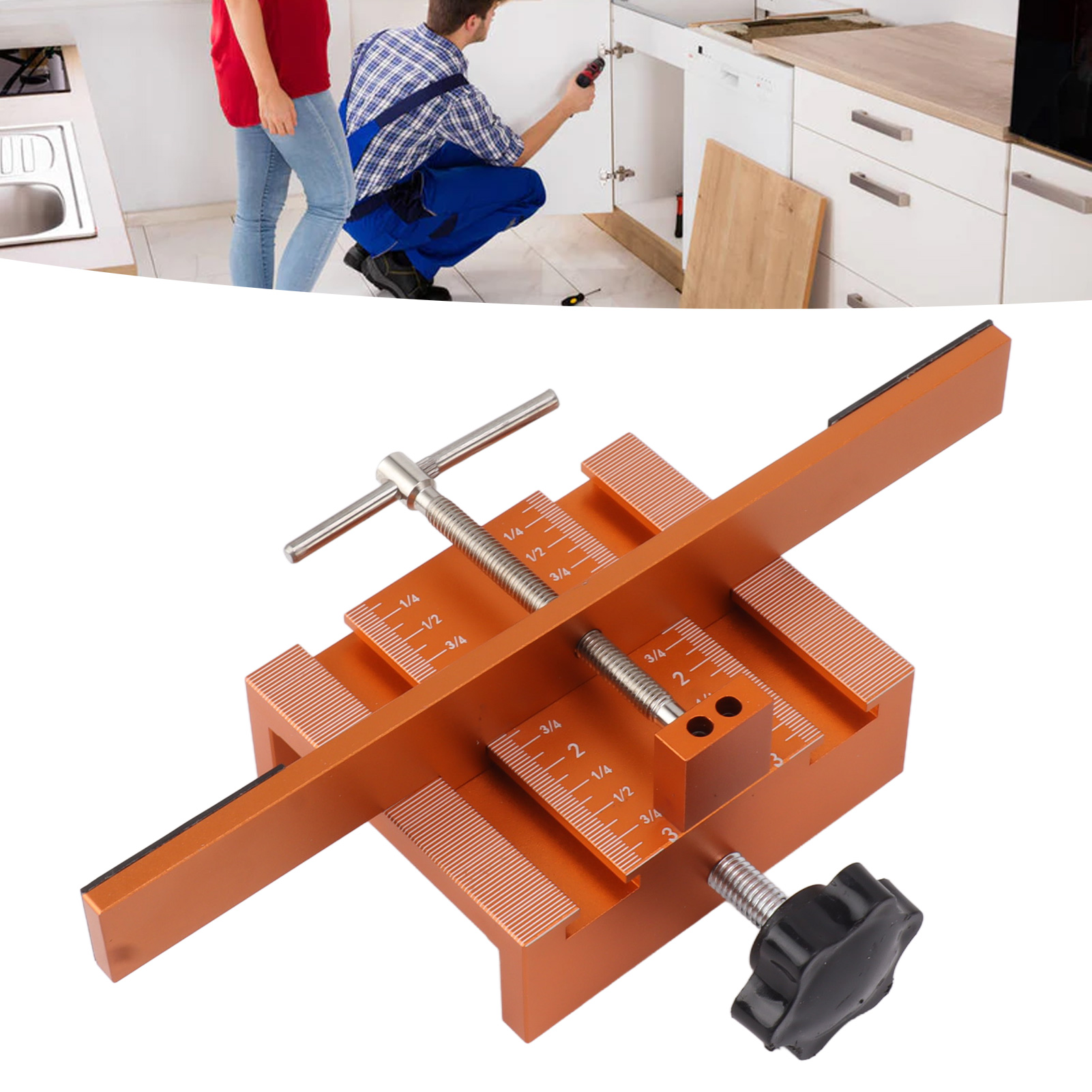 Stützarm Und Befestigungsklemme Für Schranktüren, Gehäuse Aus Aluminiumlegierung, Robustes Werkzeug Geeignet Zur Positionierung Von Schrankstützen Mit Oder Ohne Rahmen.