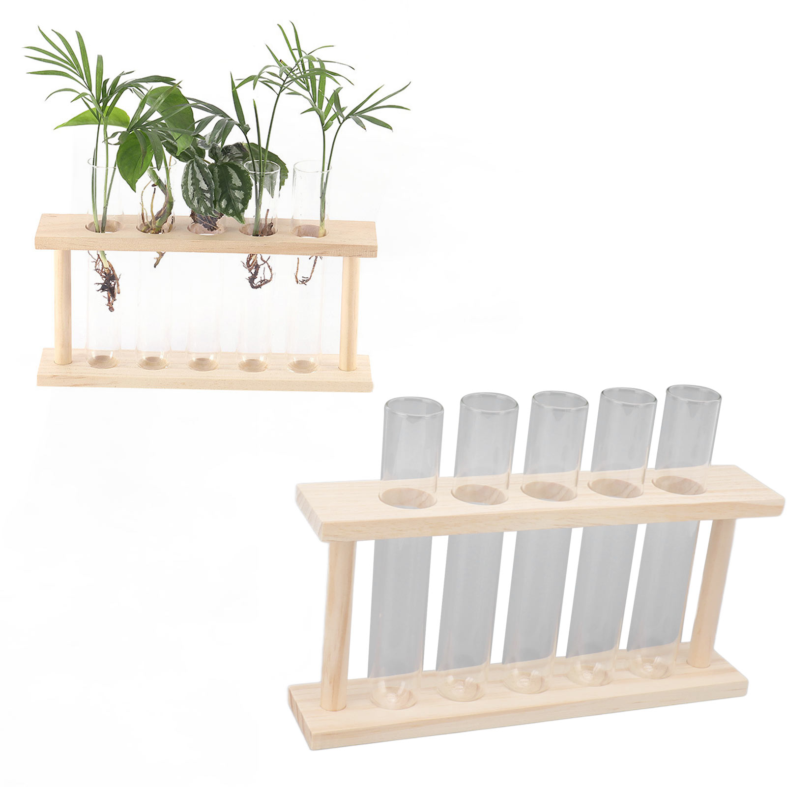 Elegante Tischdekoration Mit Einem Schlichten, Durchsichtigen Holztopf Aus Glas Zur Hydroponischen Anzucht Von Efeu Im Wohnzimmer.