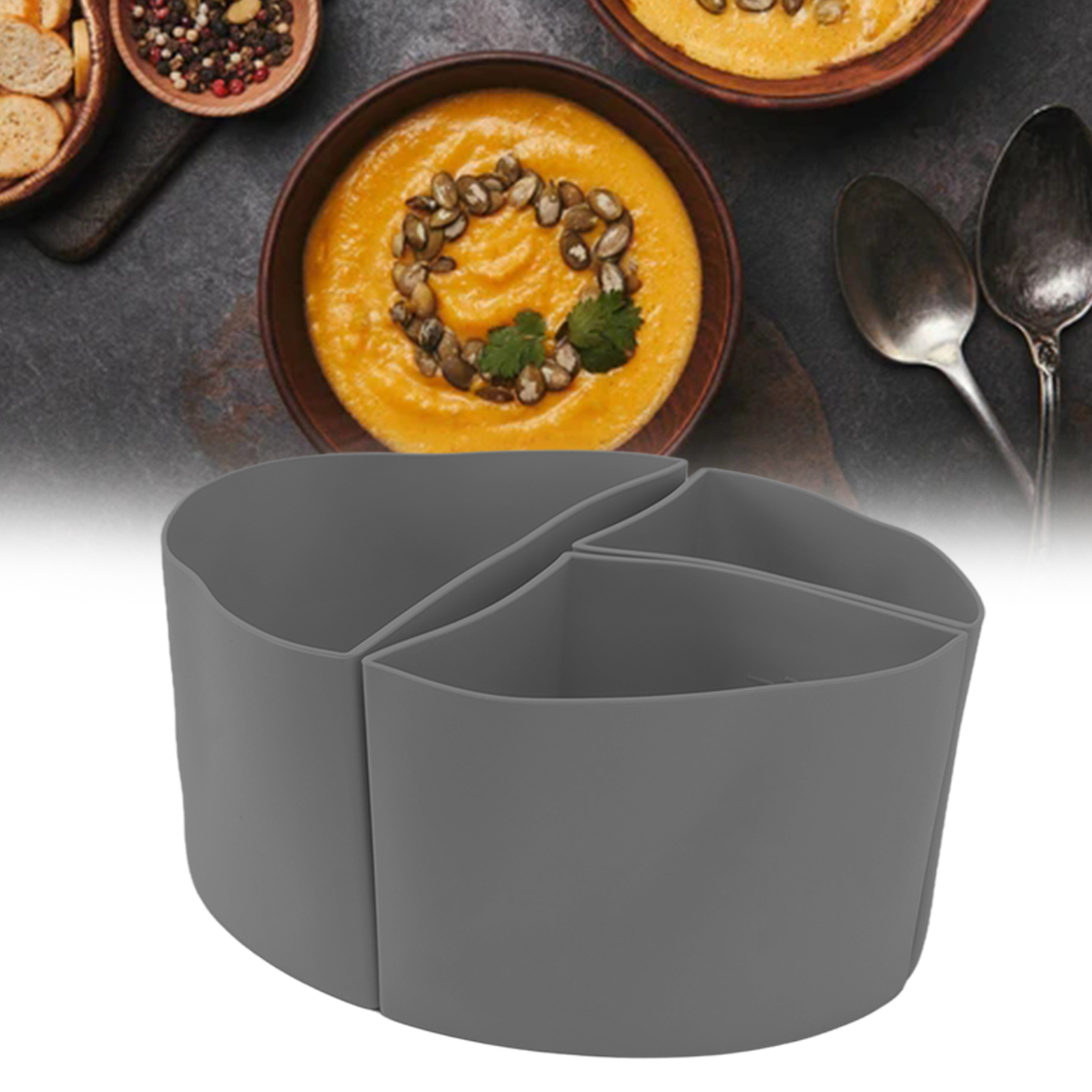 Crockpot 6qt 3-in-1 Slow Cooker Trenneinsatz, Silikon-innentopf (grau)