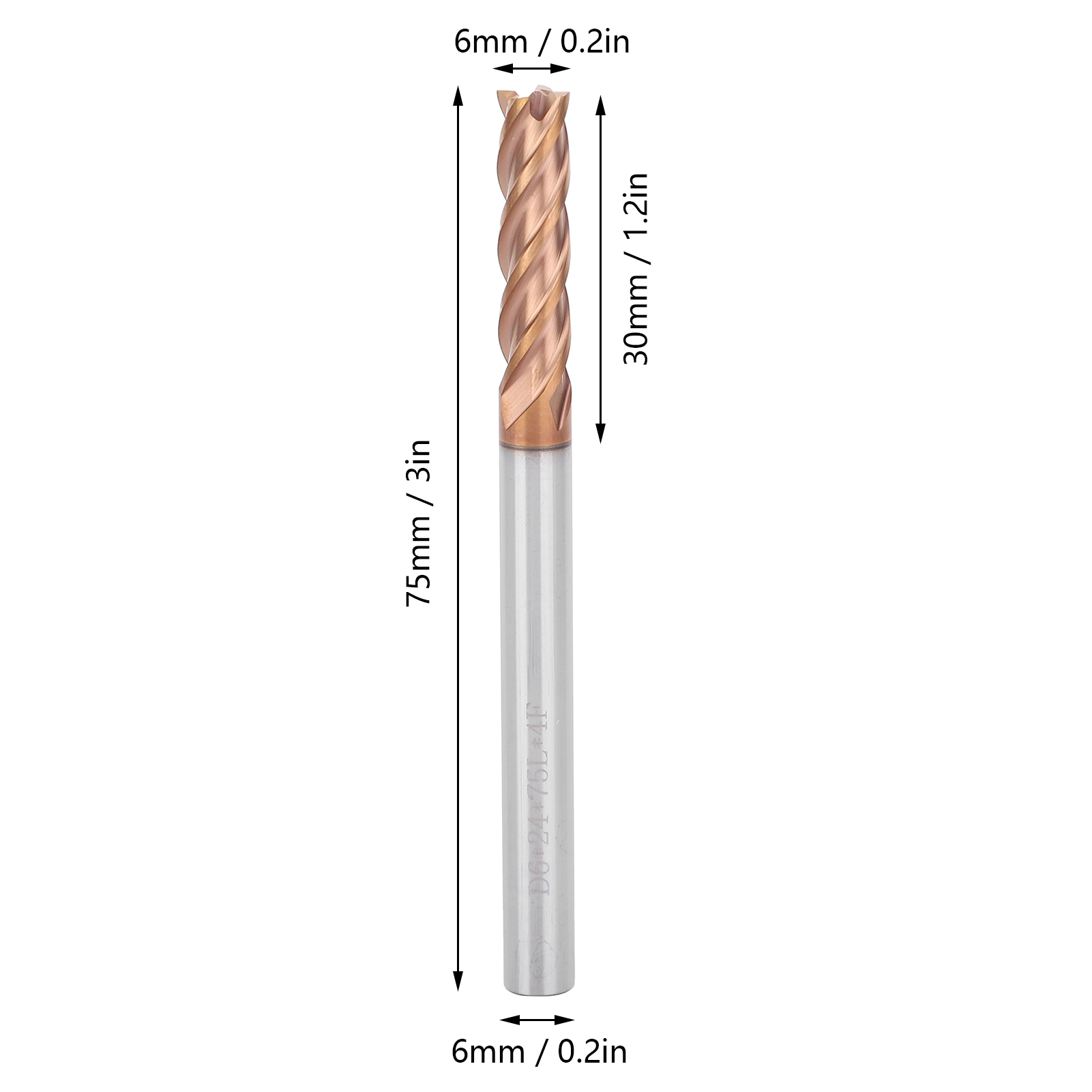 Hartmetall-schaftfräser, 4-schneidiger Aluminium-schaftfräser, Hartmetall-legierungs-schaftfräser, Cnc-schneidwerkzeug, 6d2475l4f Cnc-schaftfräser