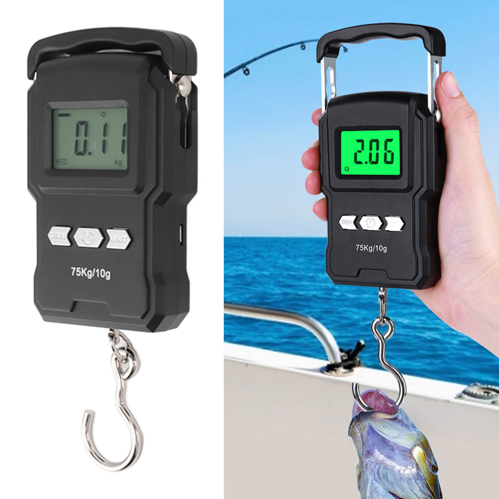 Tragbare Elektronische Waage, Per Usb Aufladbar, 75 Kg Tragkraft, Ideal Für Gepäck, Expressversand, Angeln Und Reisen. Mini-elektronikwaage Mit Integriertem Maßband.