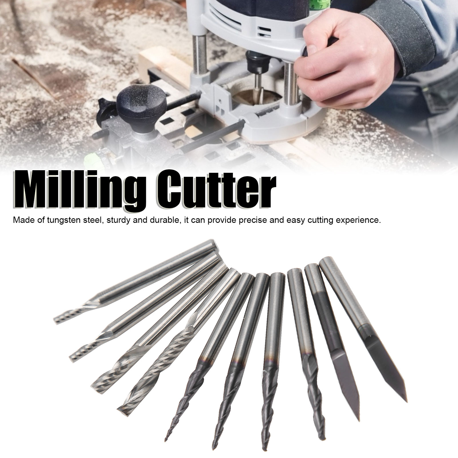 Holzschnitzfräser, Set Mit 10 Fräsern Mit 3,175-zoll-schaft, Set Mit Fräsern Mit 3,175-zoll-mikrodurchmesser.