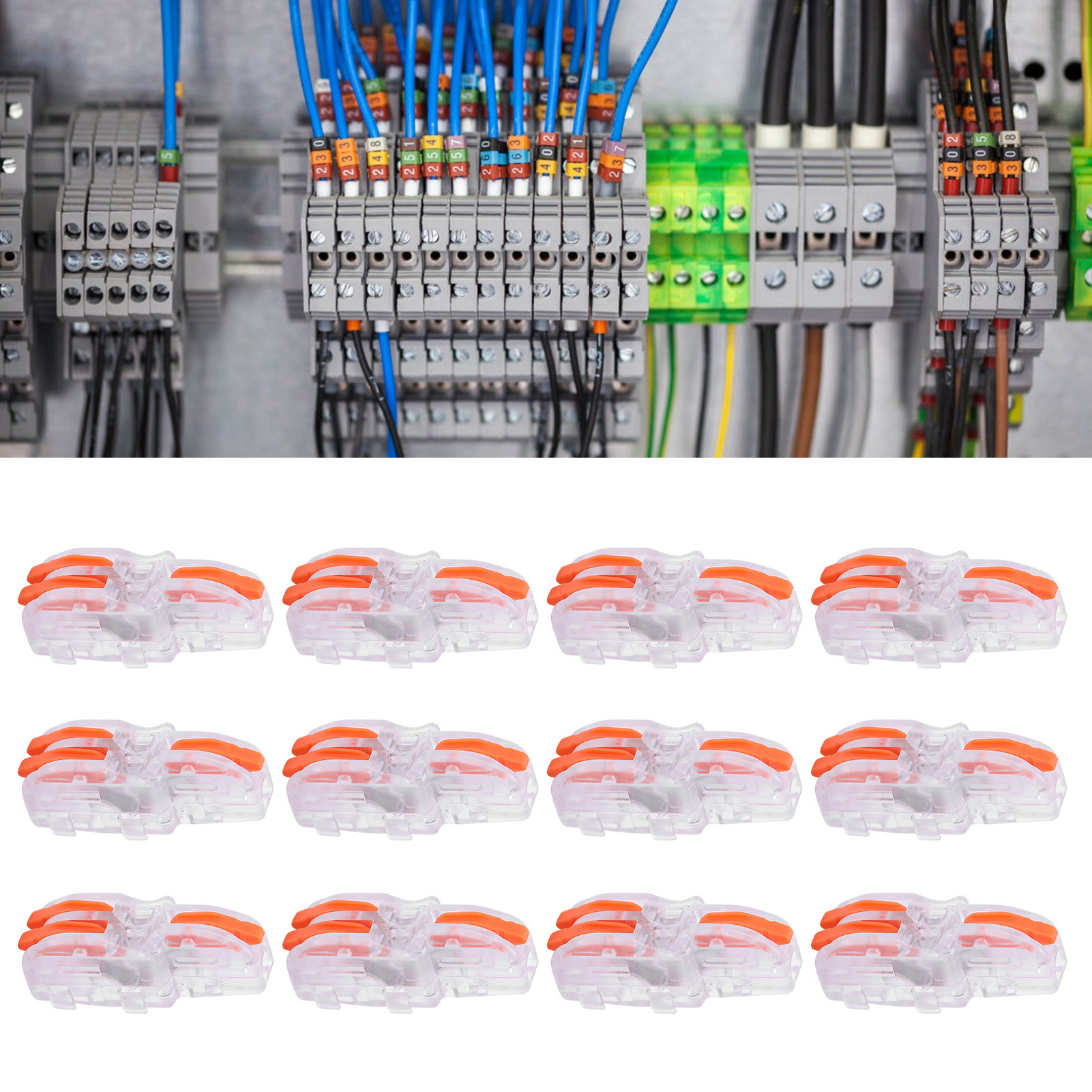 Packung Mit 20 Transparenten T-förmigen Schnellanschlussklemmen, Druckknopfverbinder, Parallelverbinder, Ein Eingang, Zwei Ausgänge, Spl-f12 Transparent Orange