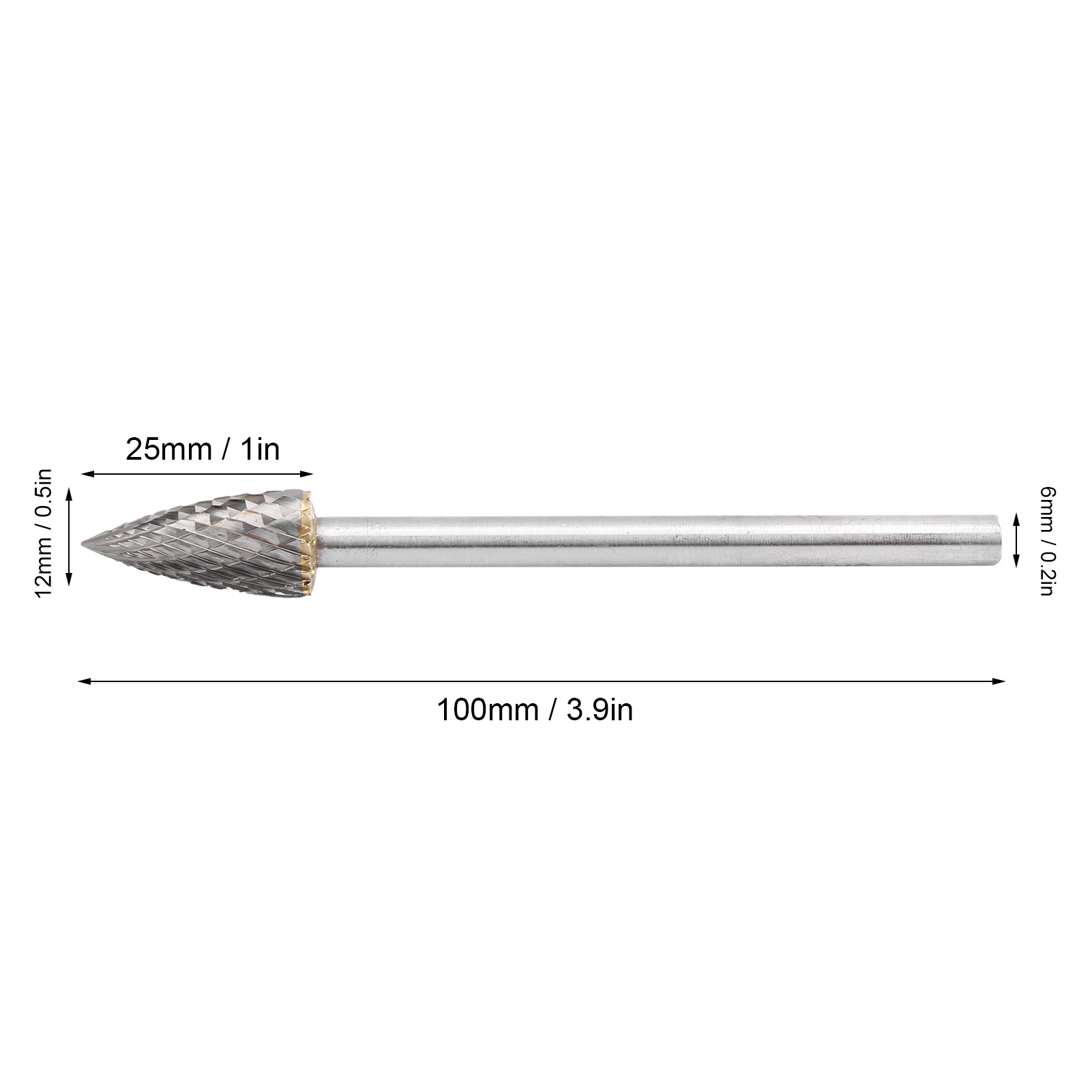 6-mm-schaft-rotationsfeile Aus Wolframkarbid, Typ G, Wolframkarbid: 61225100