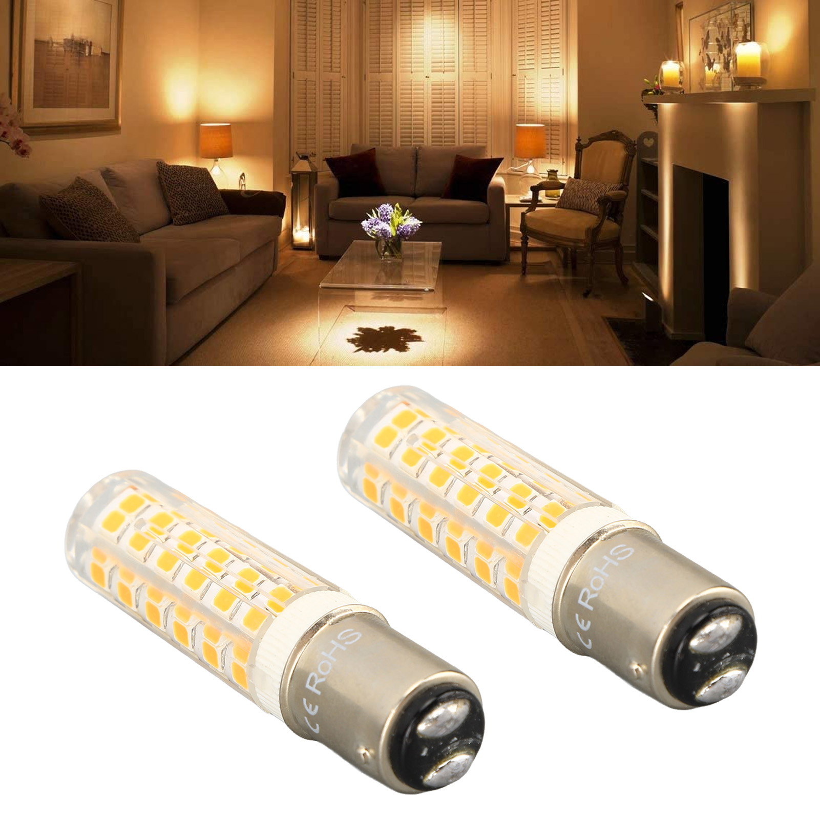 Ba15d Led-lampe, Doppelbajonettsockel, Dimmbar, 6 W, 540 Lm, 76 Leds, Warmweißes Licht