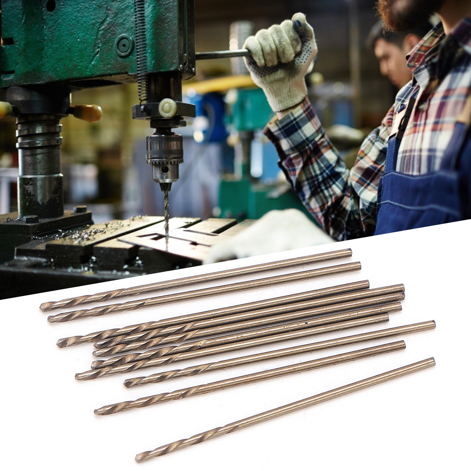 Packung Mit 10 Spiralbohrern Mit Geradem Schaft, Titanbeschichtet, Aus Hochgeschwindigkeitsstahl, 2,0 Mm