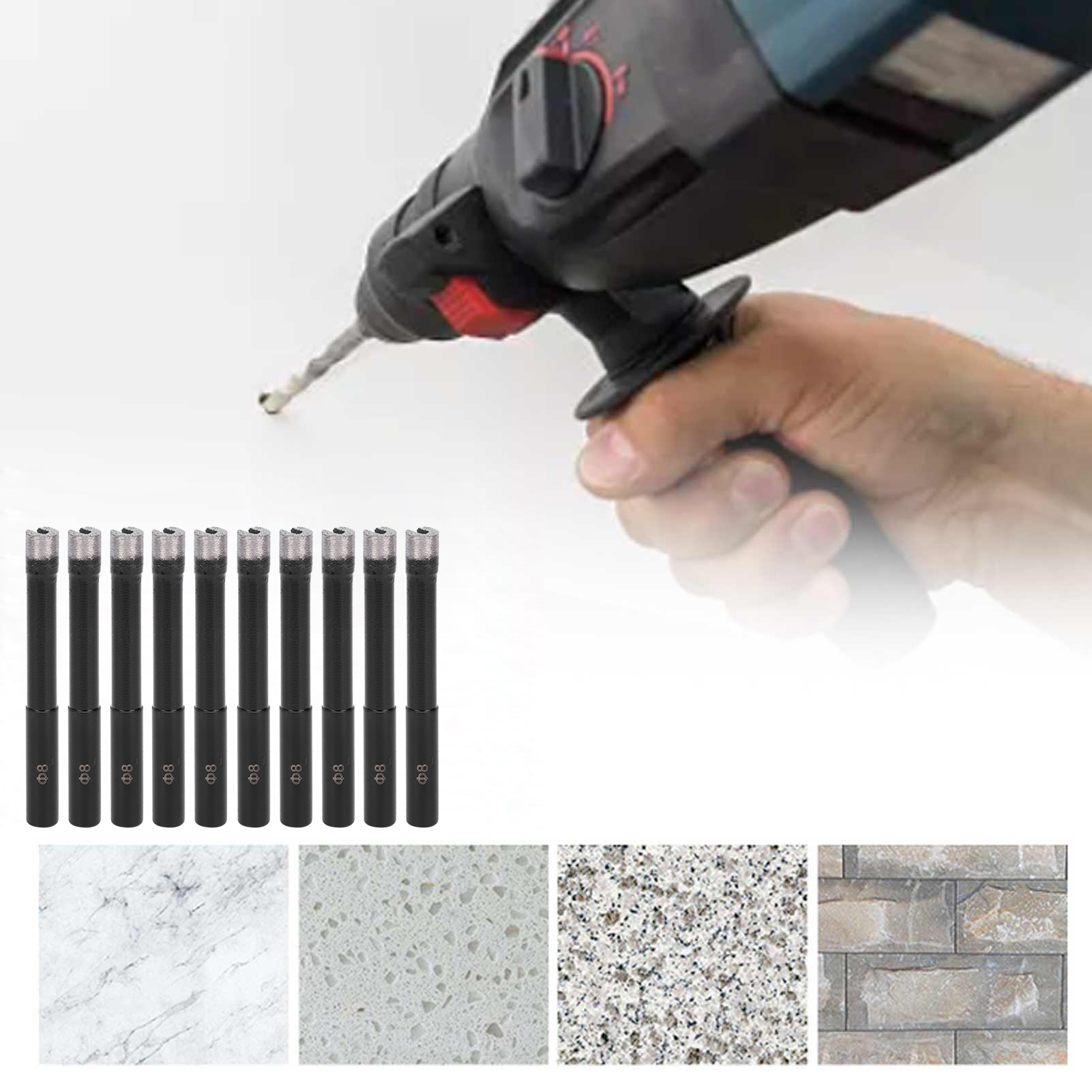 10 Bohrer Für Granit, Fliesen, Beton, Marmor, 8 Mm