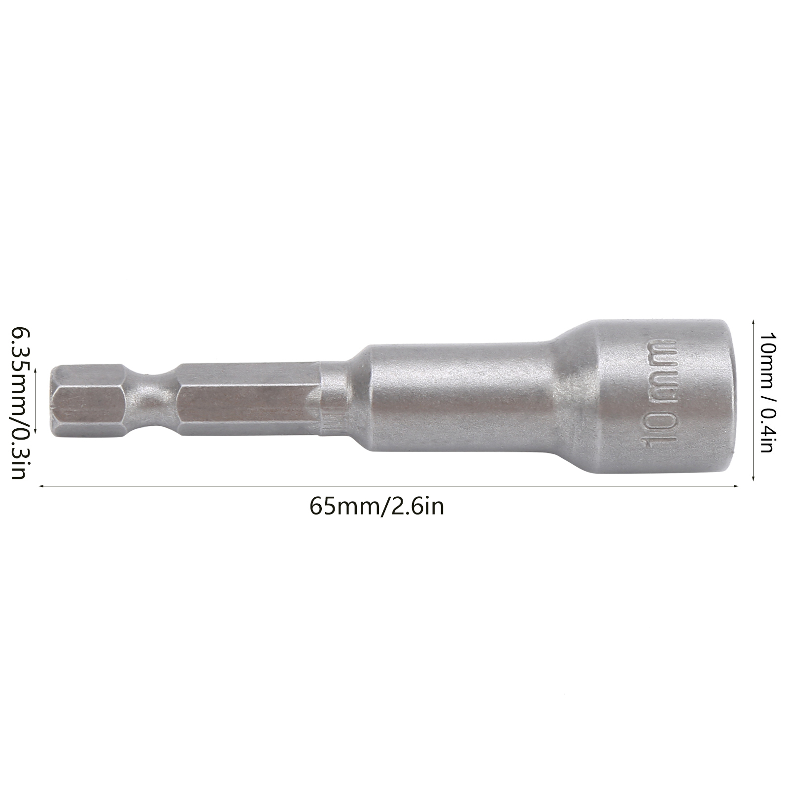 10-mm-sechskanthülse Aus Chrom-vanadium-stahl Mit Starkem Magneten Und Hochfester Stecknuss, Pistolenbohrer, Elektropneumatische Spannhülse, 10er-packung