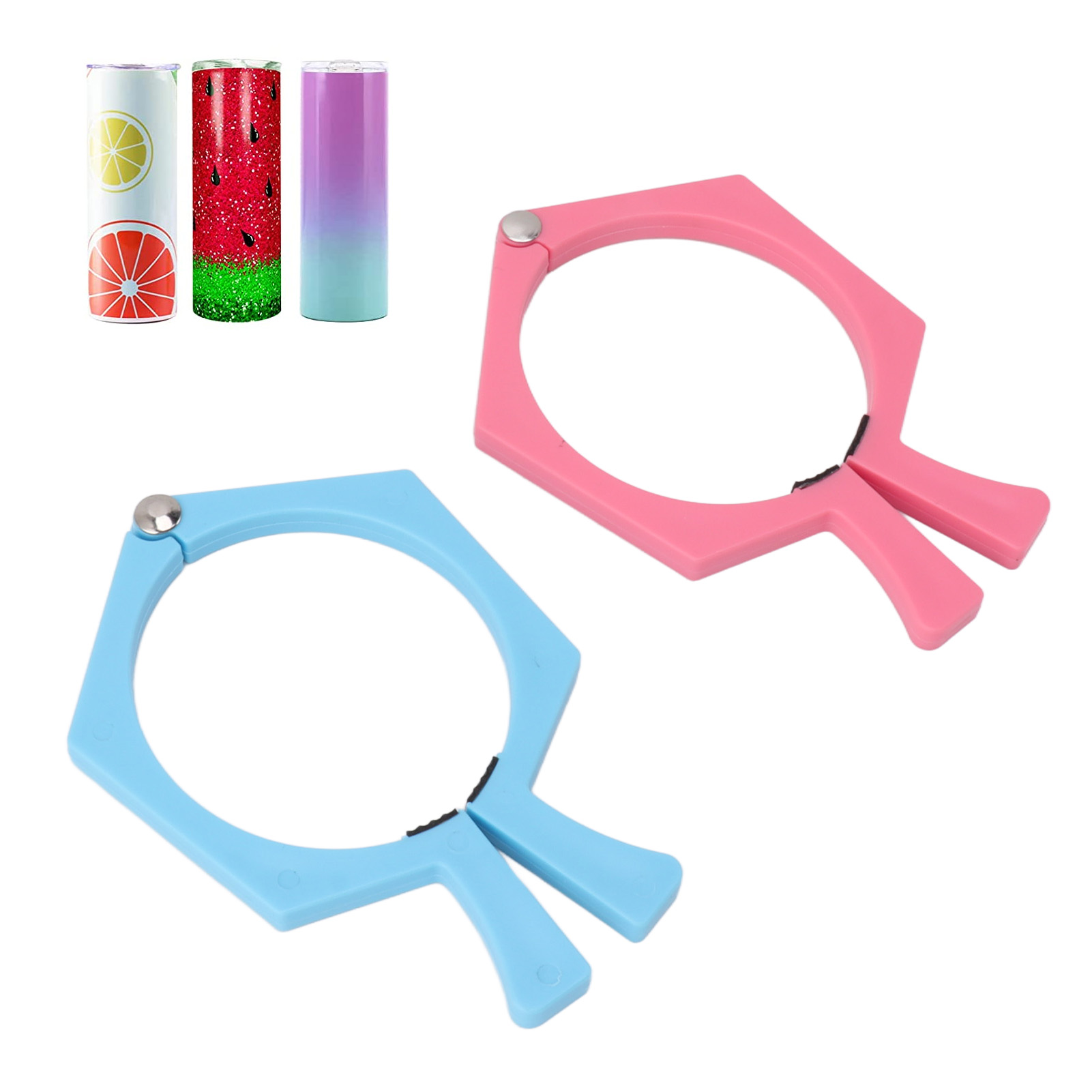 Sublimationsbecherclip, Gerader Und Dünner Zylindrischer Clip Für 20-oz-sublimationsrohlinge, Perfektes Griffwerkzeug (rosa + Blaues Set)