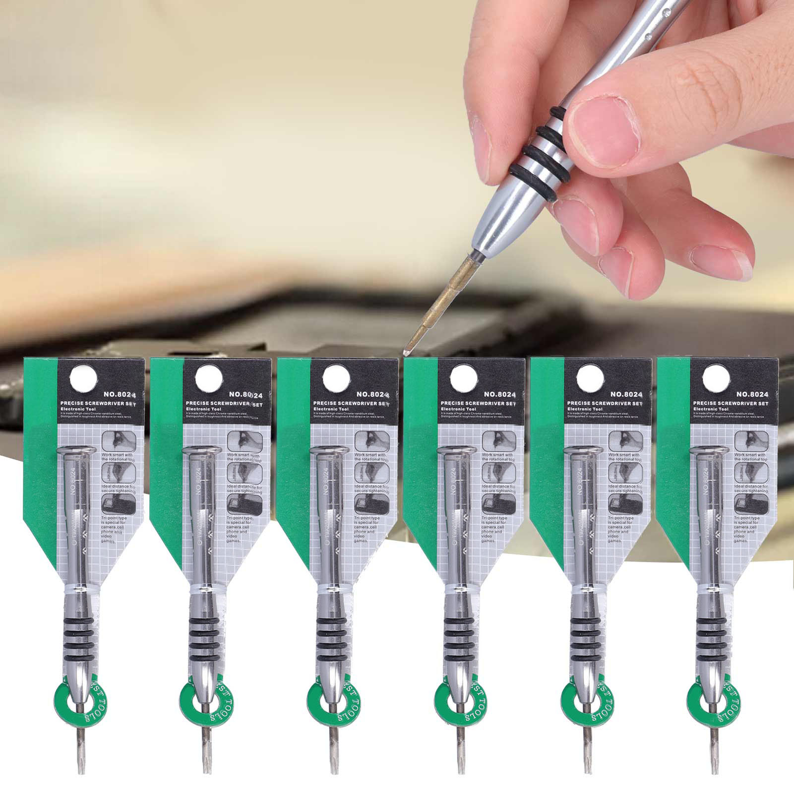Satz Von 6 Schraubendrehern Zum Zerlegen Und Reparieren Von Elektronikprodukten, Sechs-stern-typ (8024 6150, Blei + Nickel Sand T9)
