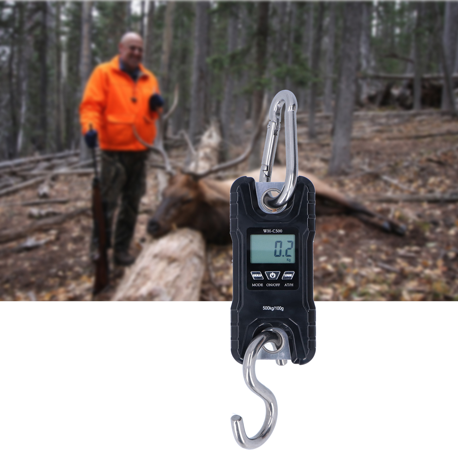 Tragbare Elektronische Waage Für Die Jagd, Mini-hebewaage, Elektronische Mini-hakenwaage 500 Kg Schwarz