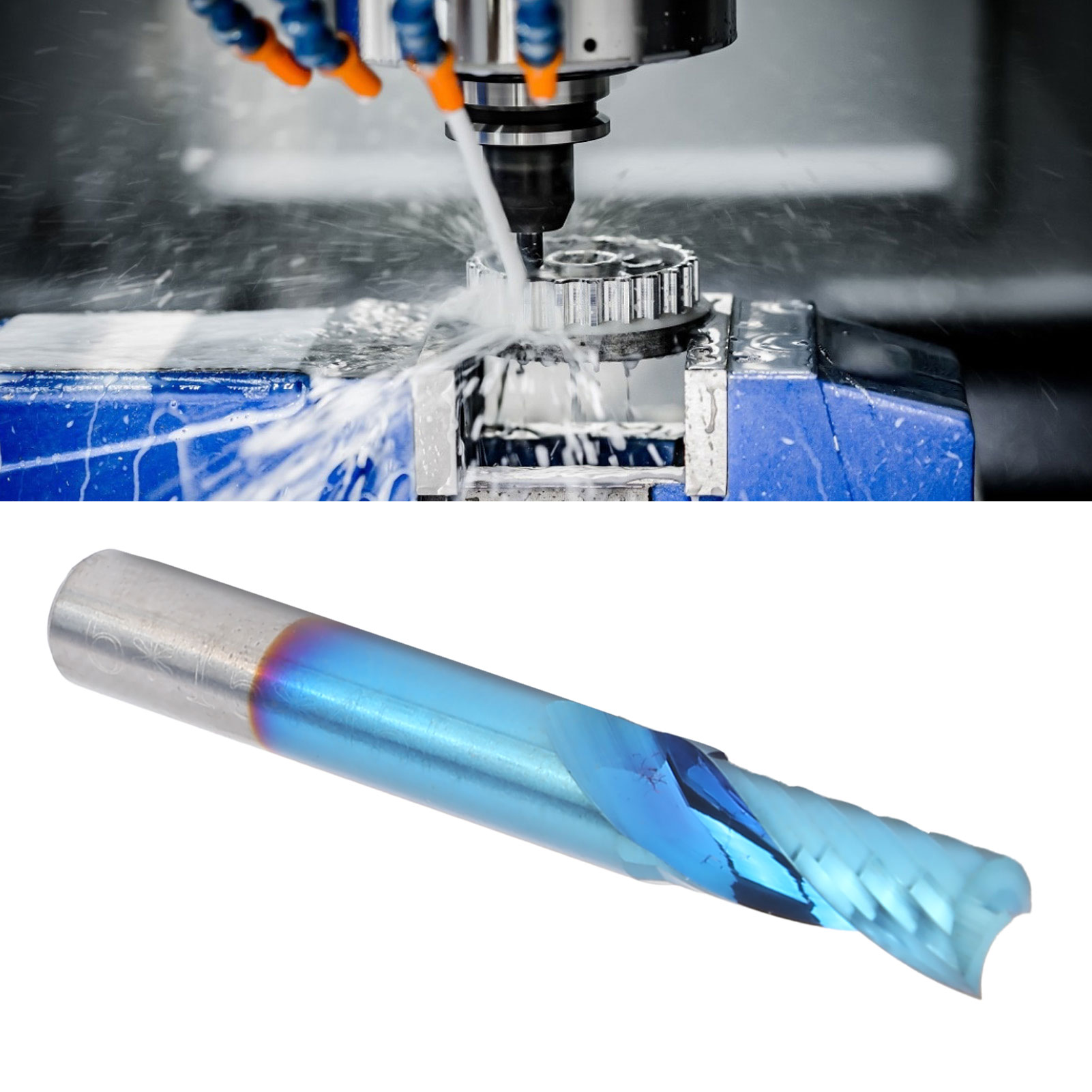 Einschneidiger Aluminium-spiralfräser 61550, Blau Plattiert
