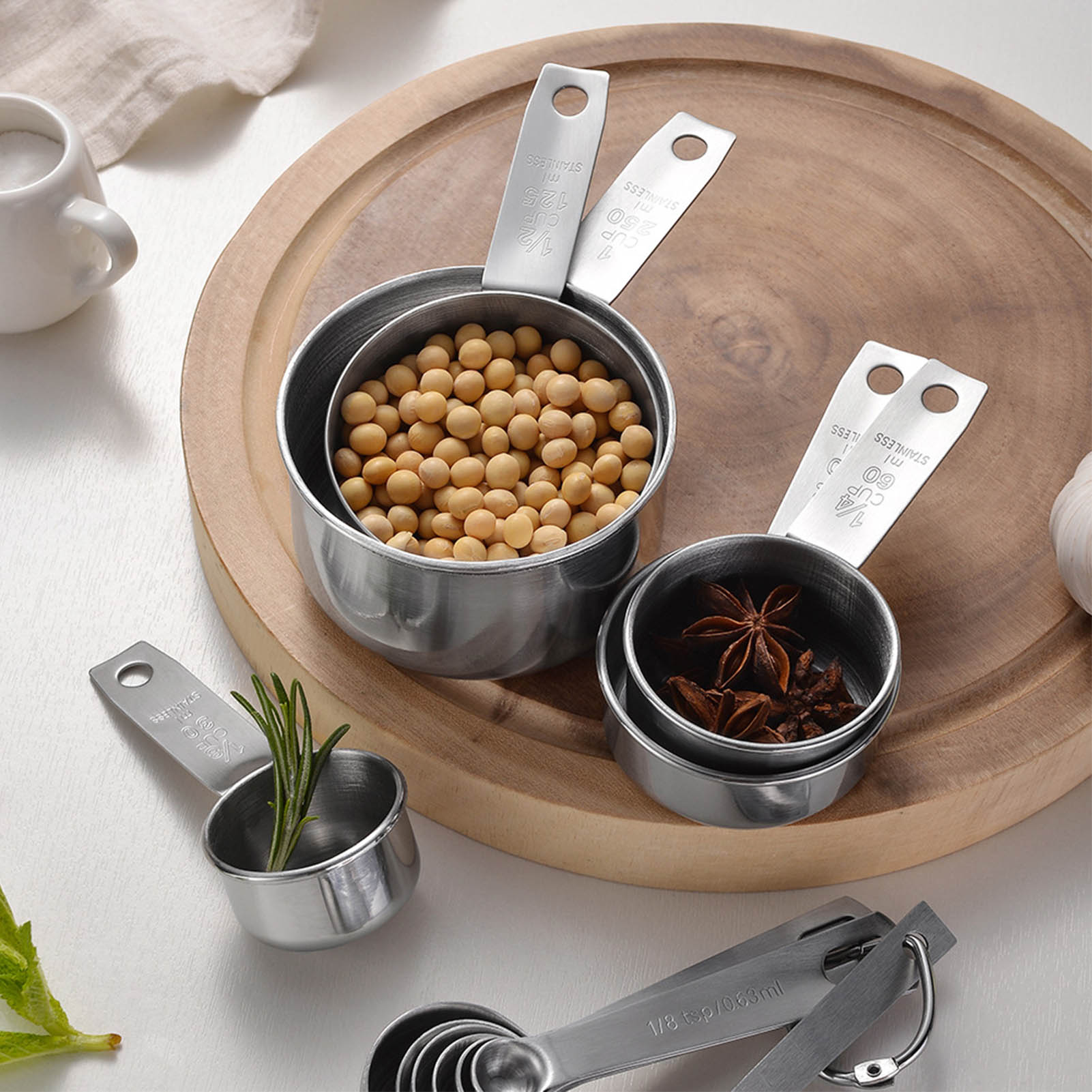 Messbecher-set Aus Edelstahl, Backmesswerkzeug-set, Küchenutensilien Mit Skala