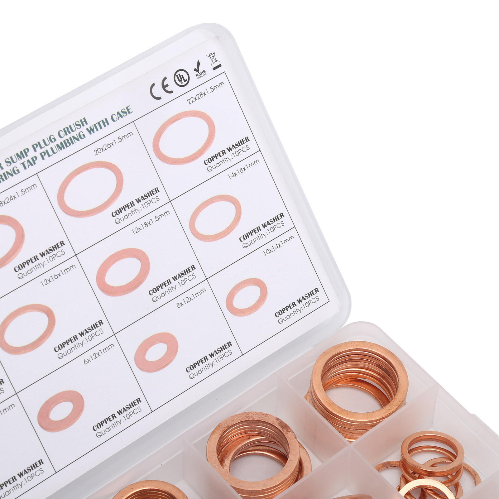 Packung Mit 150 Flachen O-ring-unterlegscheiben Mit Kupferdichtringen.