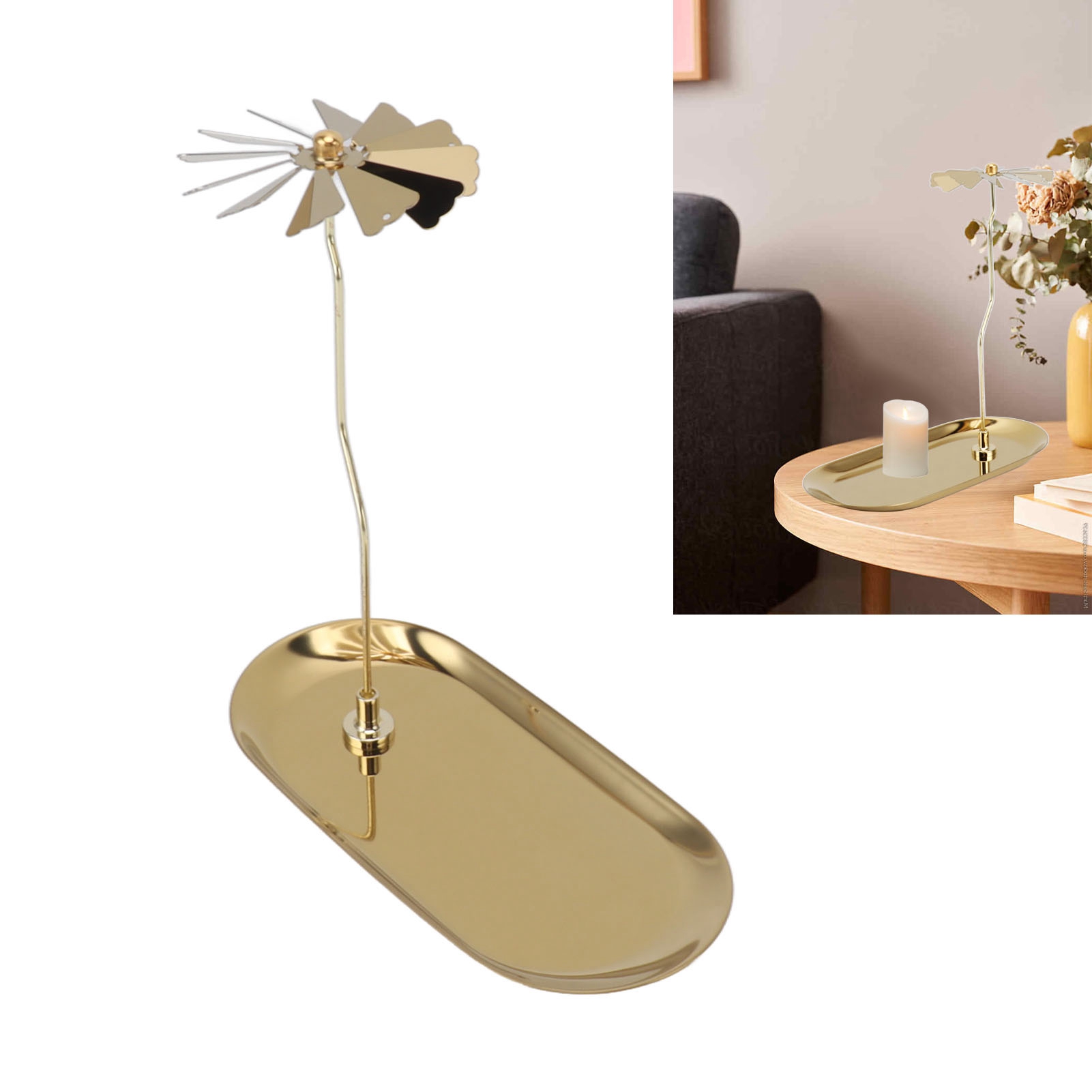 Ovales Edelstahltablett, Drehbarer Präsentationsständer Für Duftkerzen, Weihnachtsgeschenk