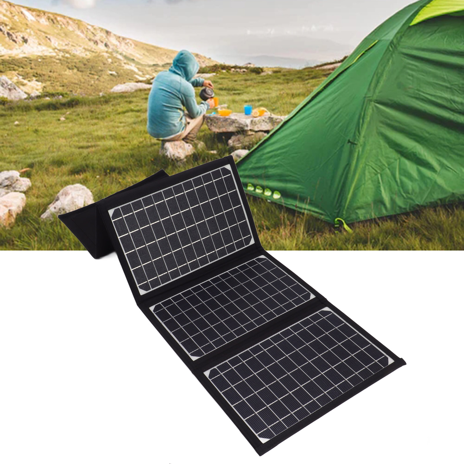 4-teilige, Faltbare Solarpaneltasche Für Bequemes Laden Im Freien, Intelligentes Schnellladen, Dual-usb-solarpanel, Keine Batteriespeicherfunktion.