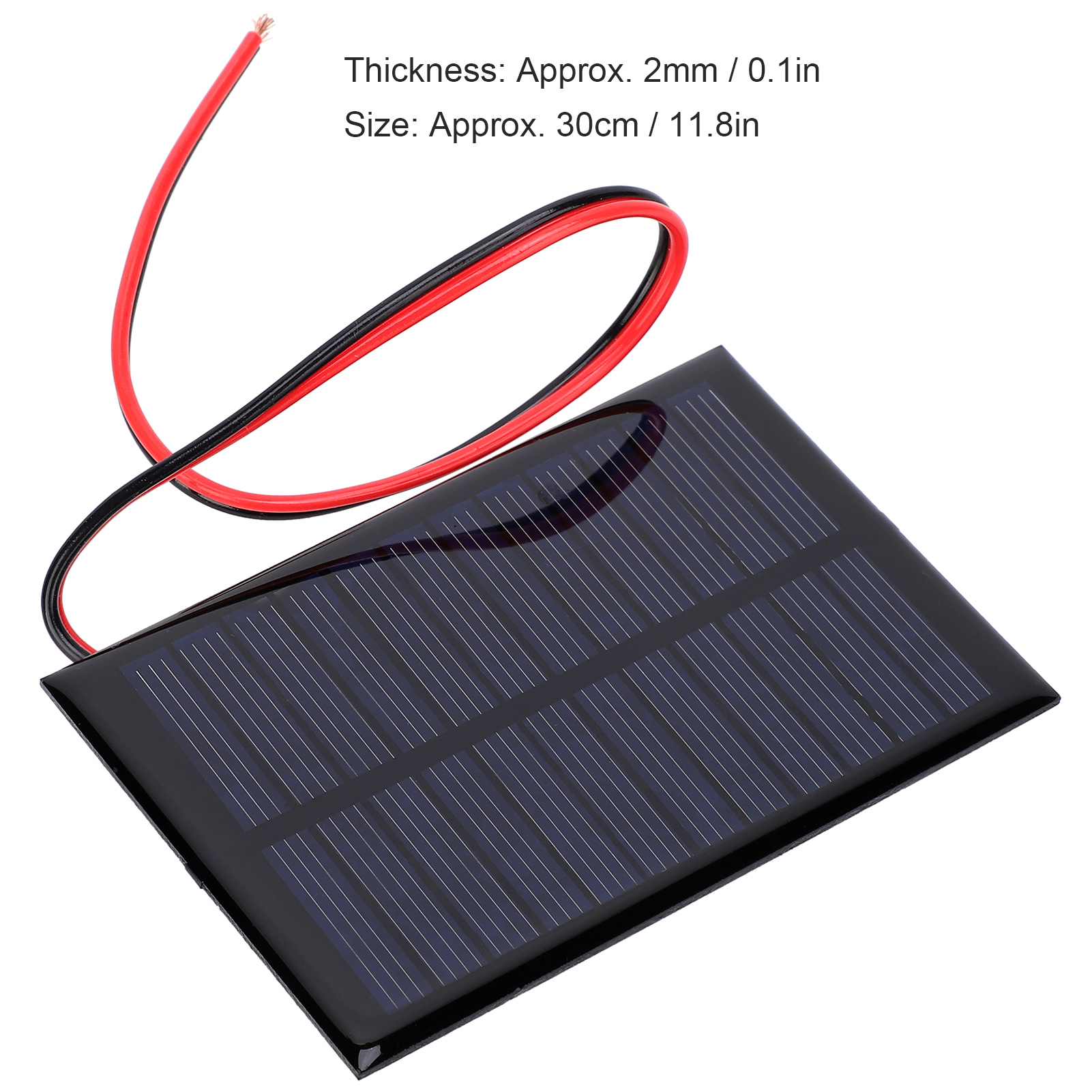 Solarpanel Aus Epoxidharz Zur Erzeugung Von 6 V Und 0,6 W Solarstrom + 30 Cm Rotes Und Schwarzes Kabel
