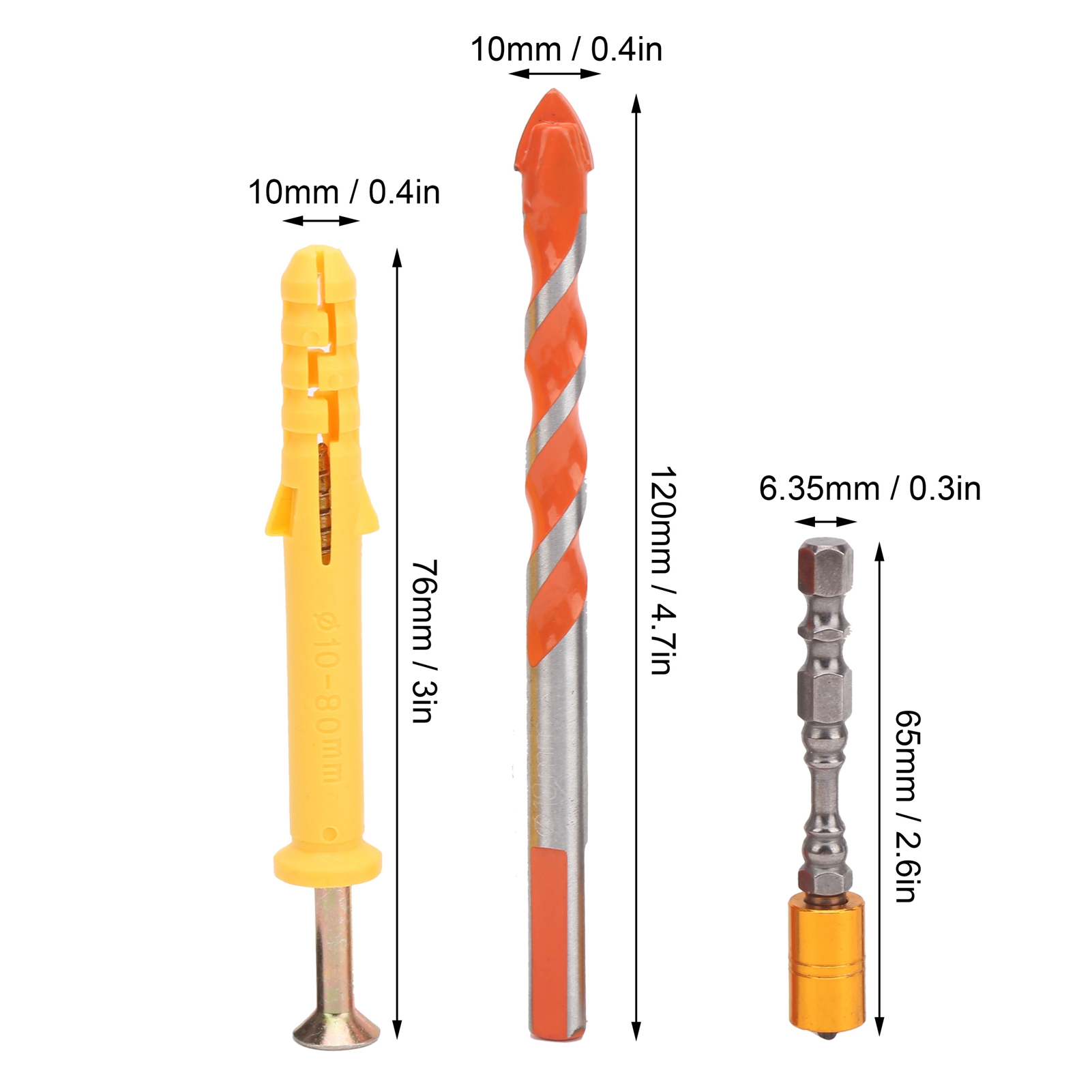 Magnetischer Bohrer Mit Sechskantschaft + 10-mm-wandsägenbohrer + Schraubenset Zur Befestigung Von Bilderrahmen