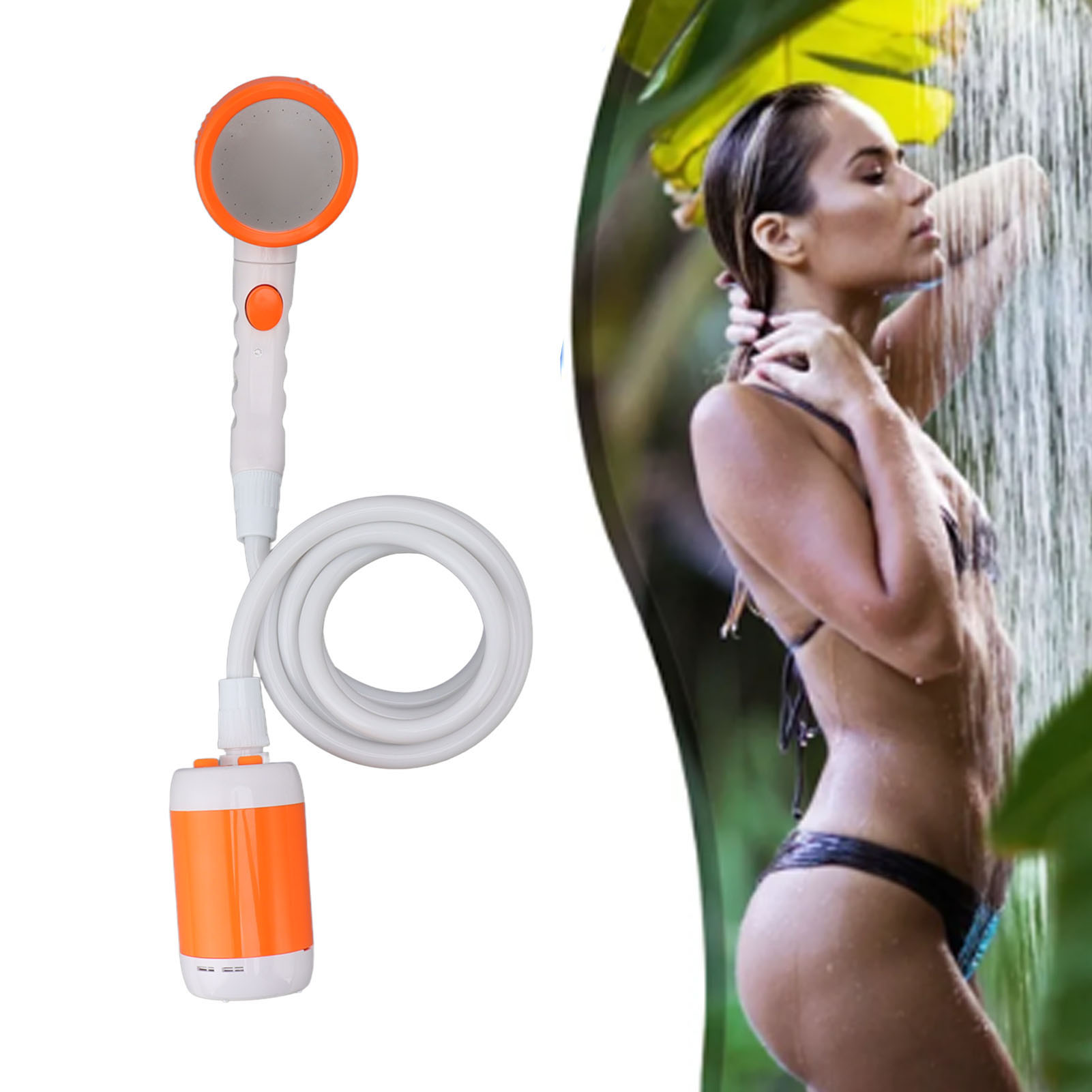 Tragbare Elektrische Dusche Für Camping, Mit Drei Geschwindigkeitsstufen, Elektrische Dusche Zum Baden Von Tieren, Orange Und Weiß