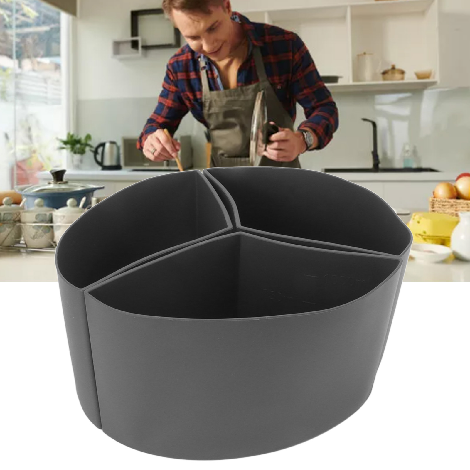 Crockpot 6qt Slow Cooker Trenneinsatz, 3-in-1 Silikon-innentopf Für Slow Cooker, Grau.